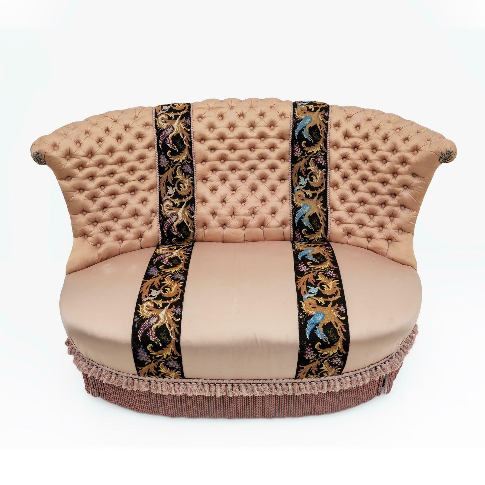 Rare 19th Century Napoleon III Silk Satin Sofa photo for sale