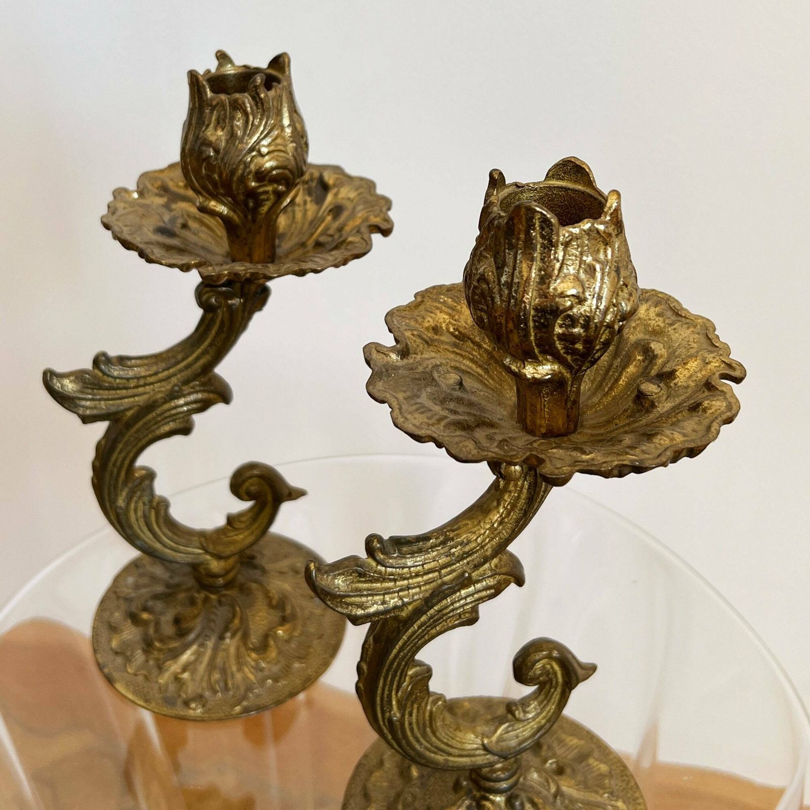 Antique Pair Of Candlestick Holders, Rococo Style Candle Holders, Ornate Candle Stick Holders photo Home Decor