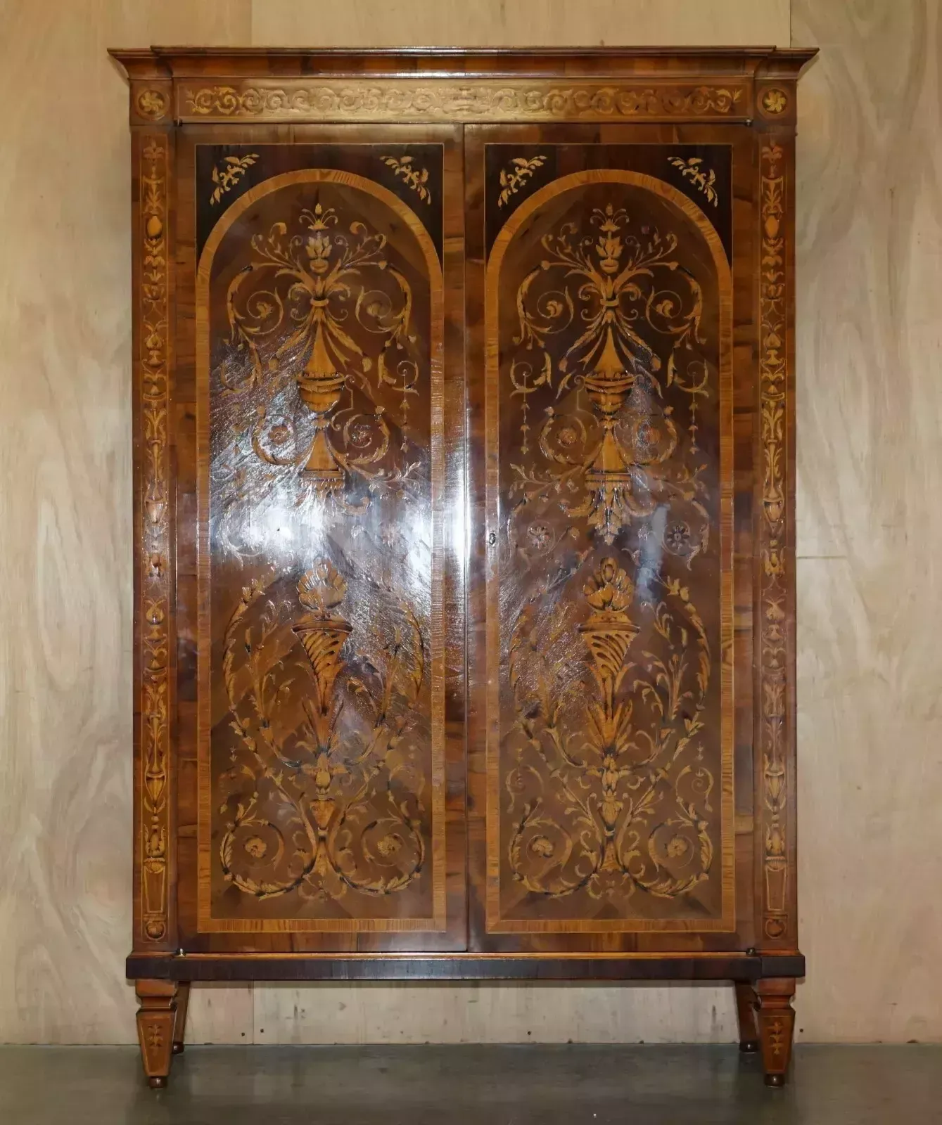 Stunning Vintage Italian Marquetry Inlaid Wardrobe Armoire Or Hall Cupboard photo furniture