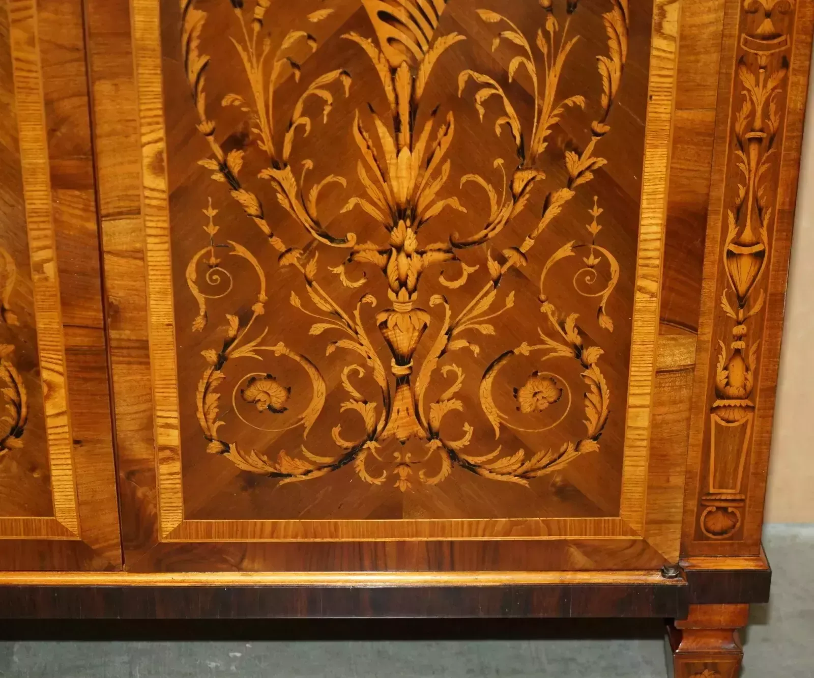 photo furniture Stunning Vintage Italian Marquetry Inlaid Wardrobe Armoire Or Hall Cupboard