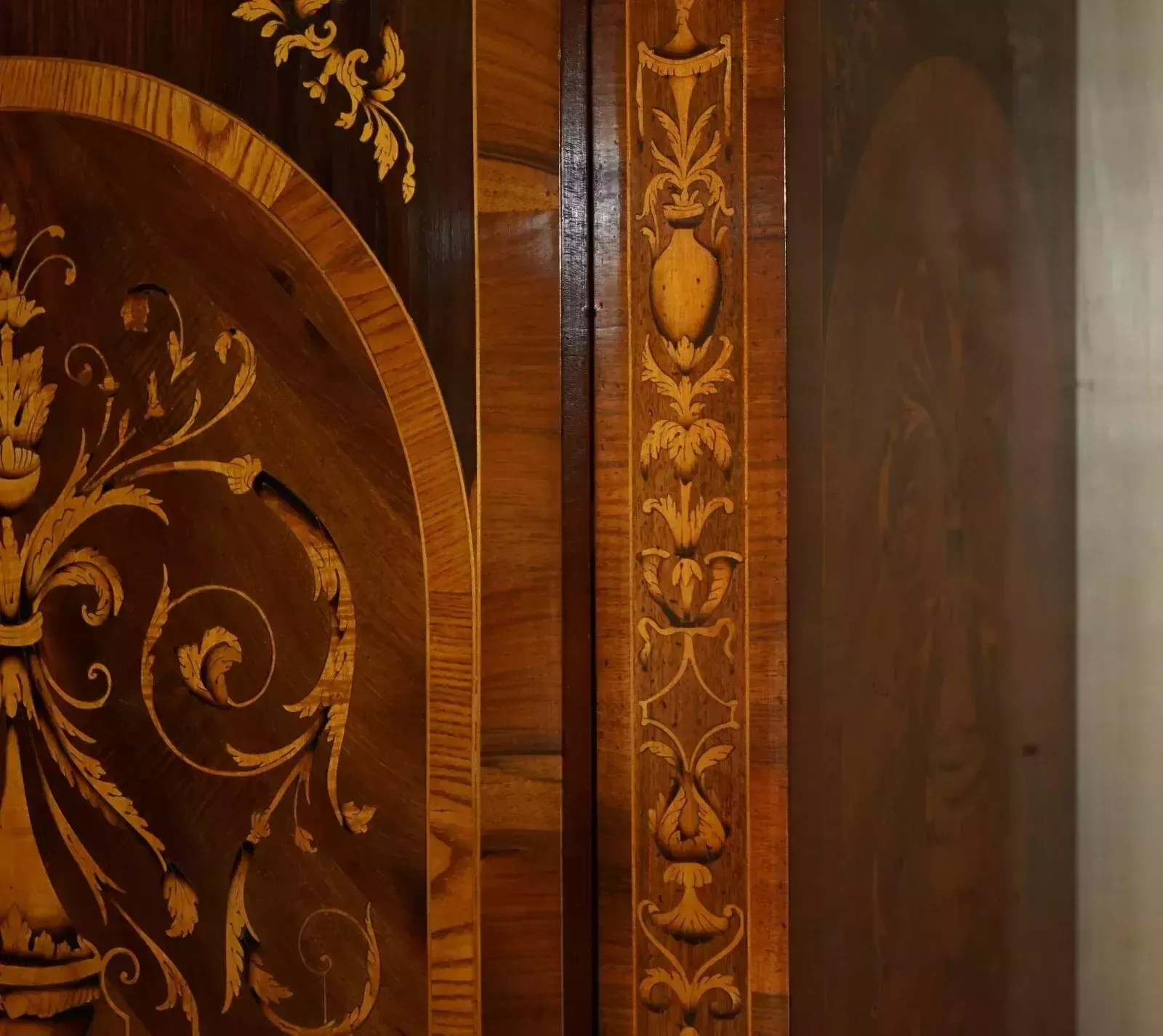 Furniture Stunning Vintage Italian Marquetry Inlaid Wardrobe Armoire Or Hall Cupboard photo
