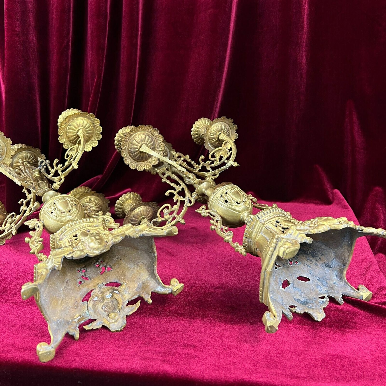 photo furniture Pair Of Antique Candelabras, French Baroque Candlestick Holders