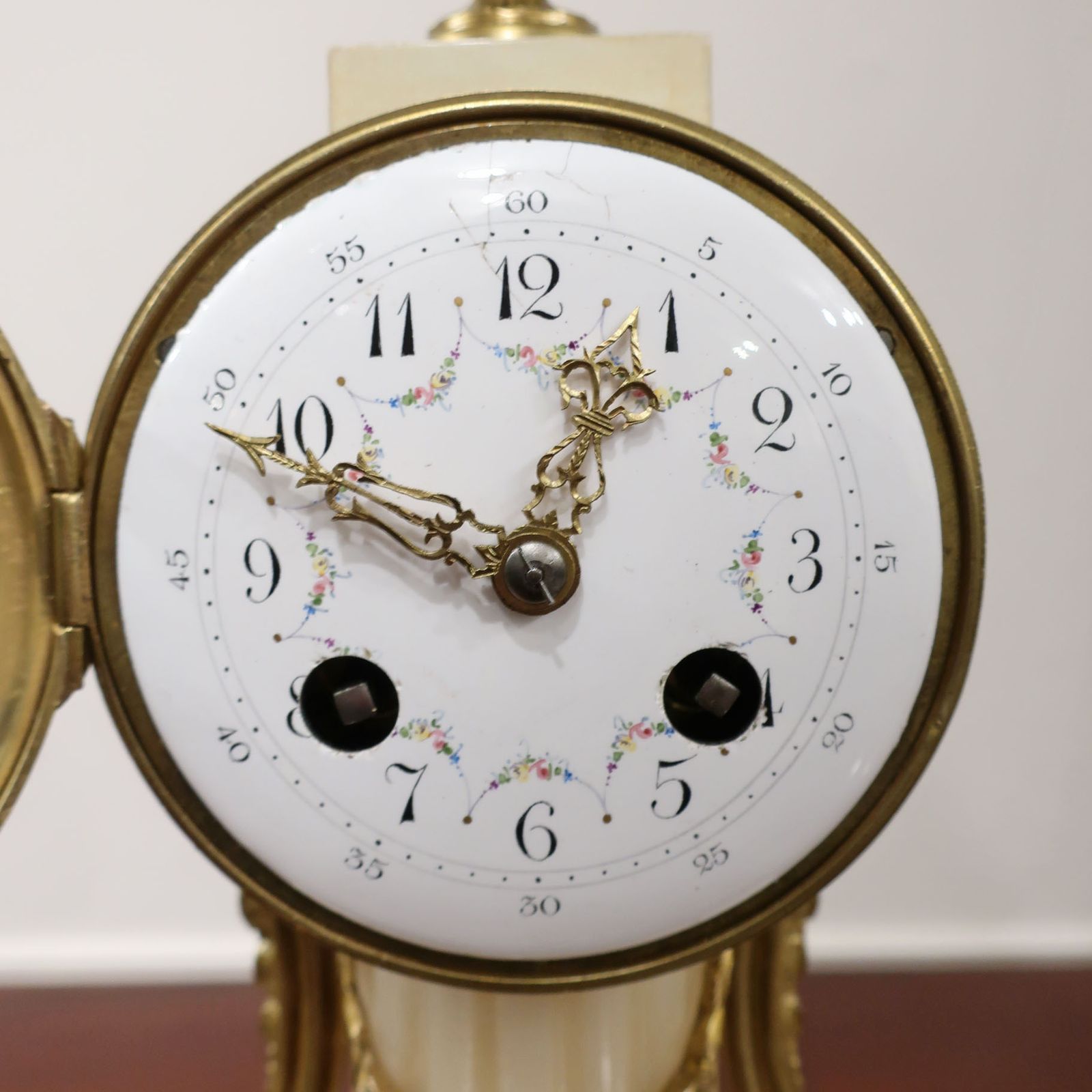 French Marble And Bronze Gilt Mantel Clock photo for sale