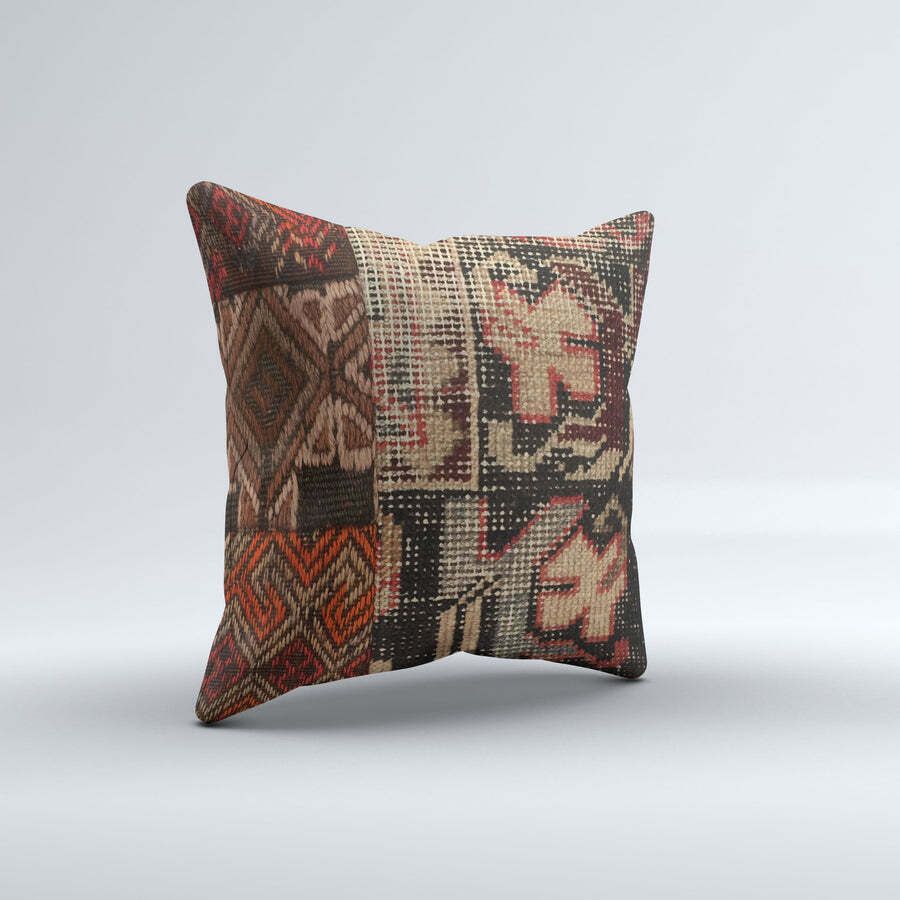 Carpet Cushion Cover, Pillow Case 40x40 Cm Turkish Kilim, Handmade 40919 photo for sale