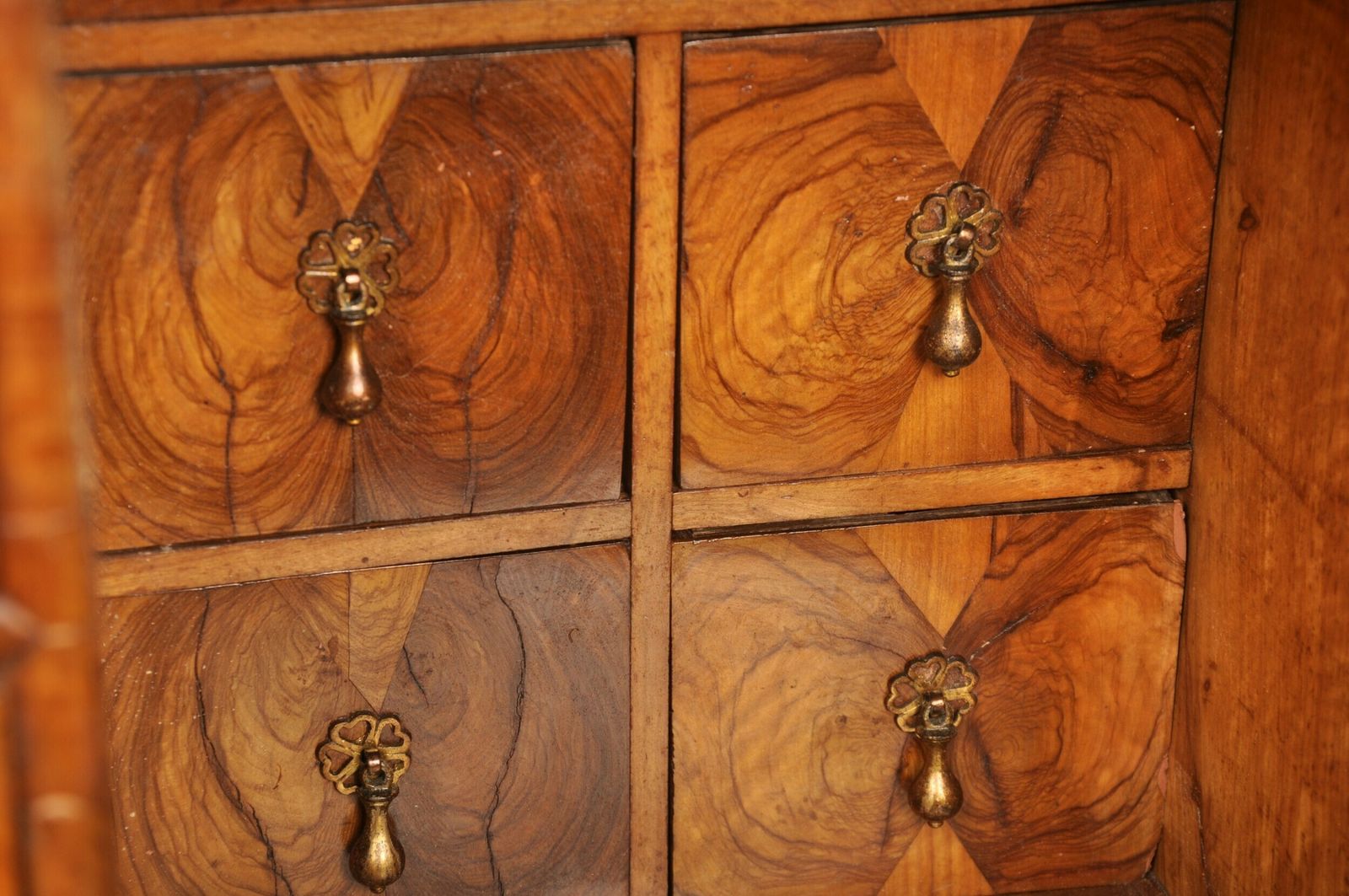 17th Century Olive Wood Oyster Cabinet photo 14800.0