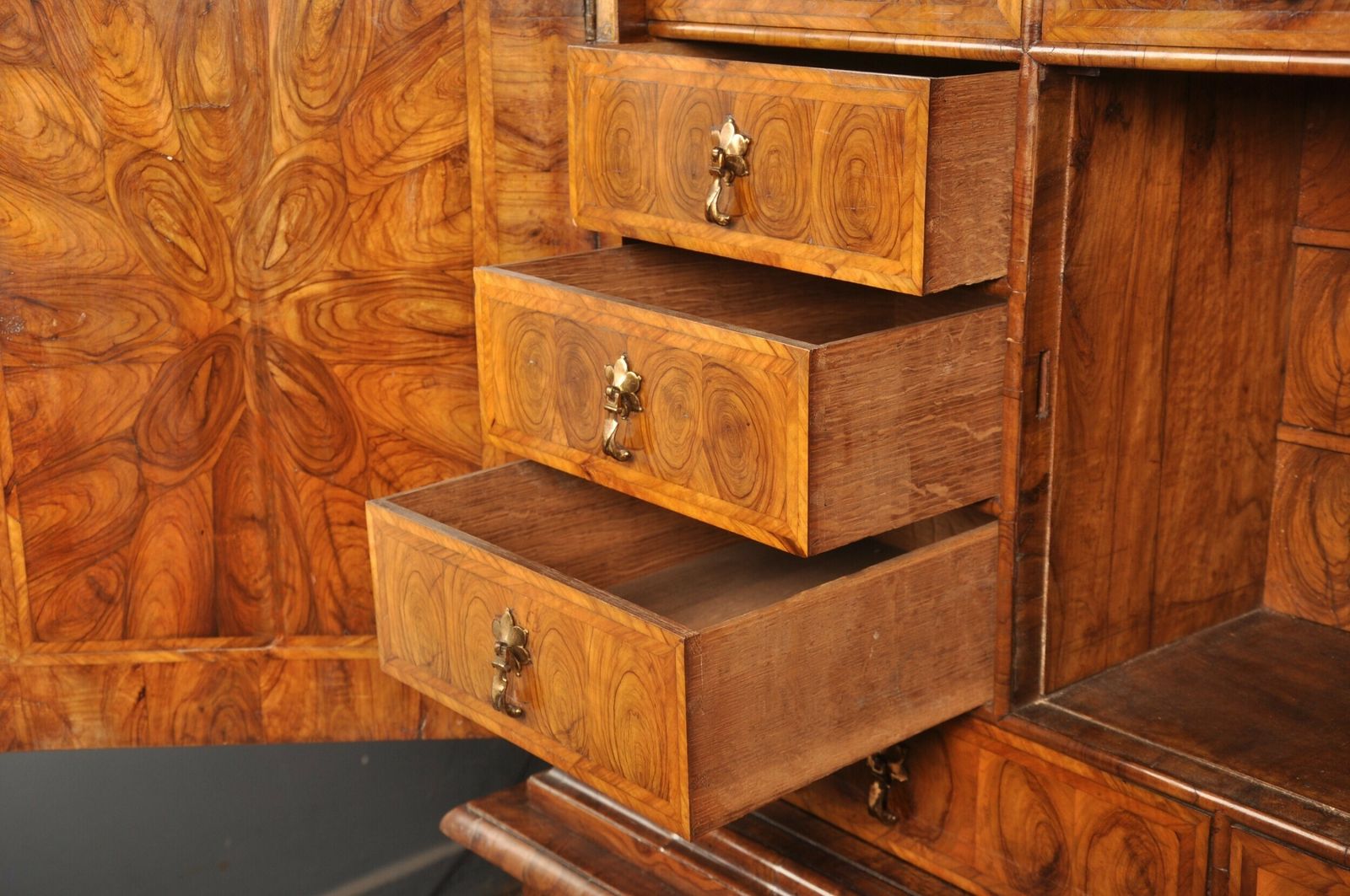 photo furniture 17th Century Olive Wood Oyster Cabinet