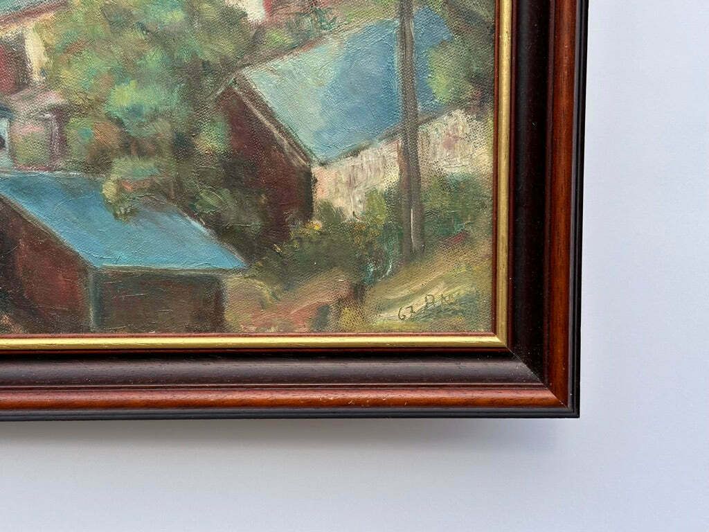 Oil Painting Of Houses And Lighthouse photo furniture