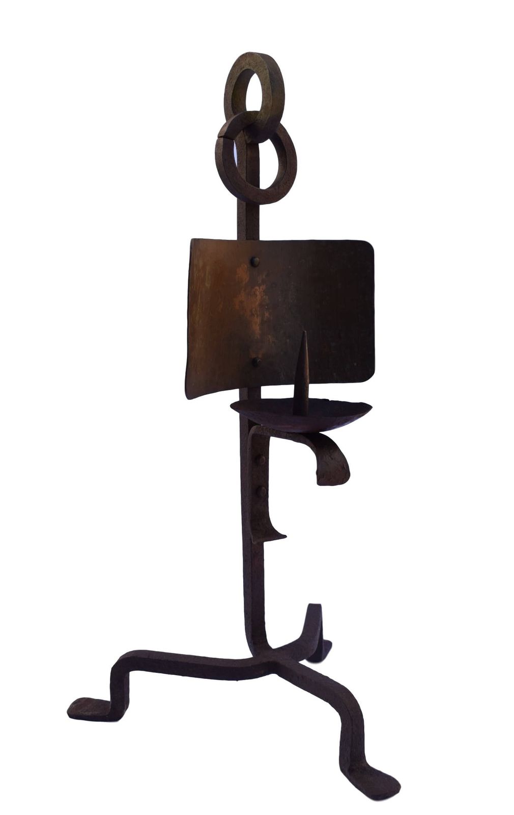 French Antique Gothic Wrought Iron Candle Holder Candlestick   Church Candelabra Spike   Arts & Crafts Floor Standing Candle Stick Holders