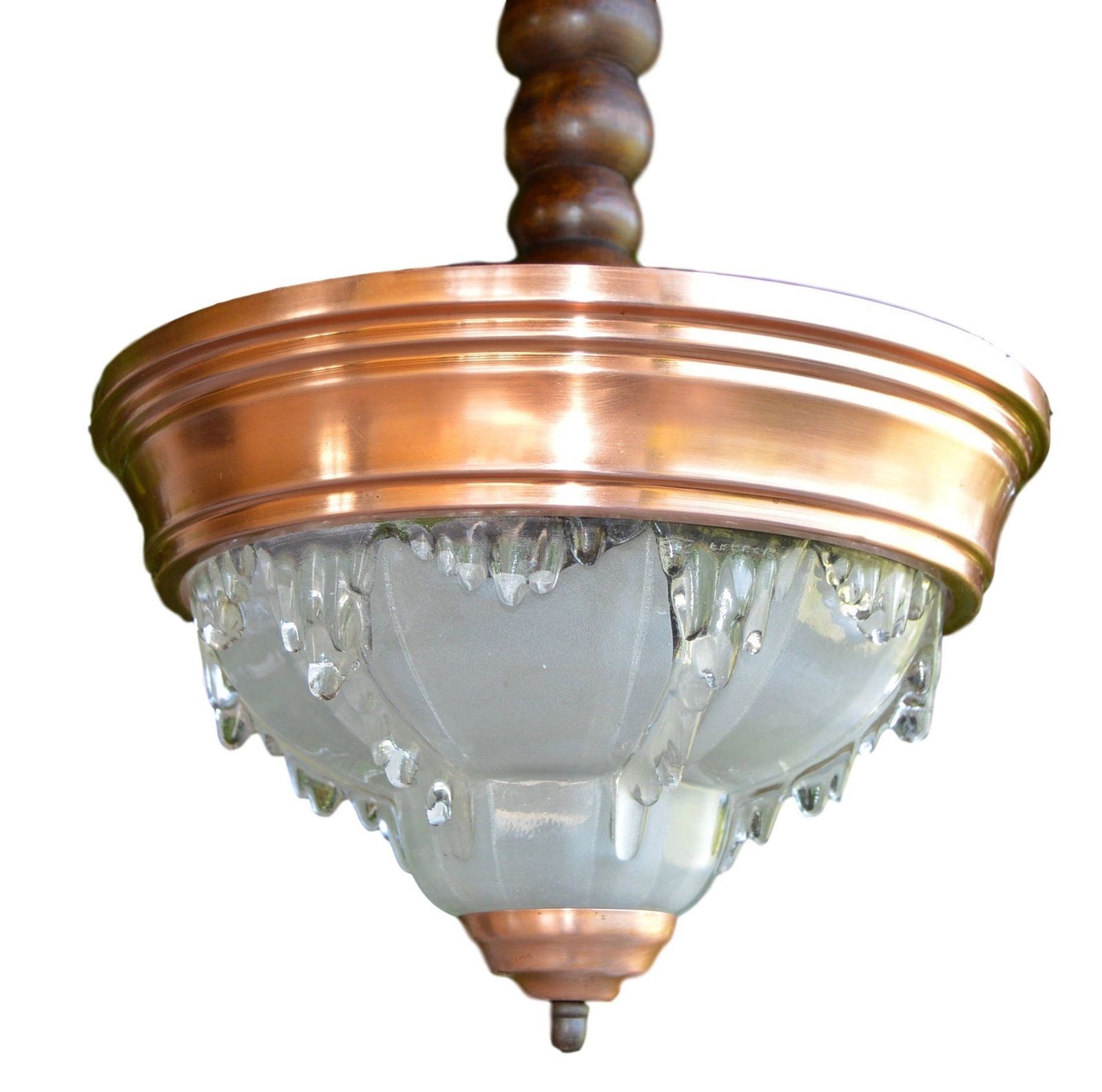 Ezan French Opalescent Glass Art Deco Chandelier Ceiling Lamp Light