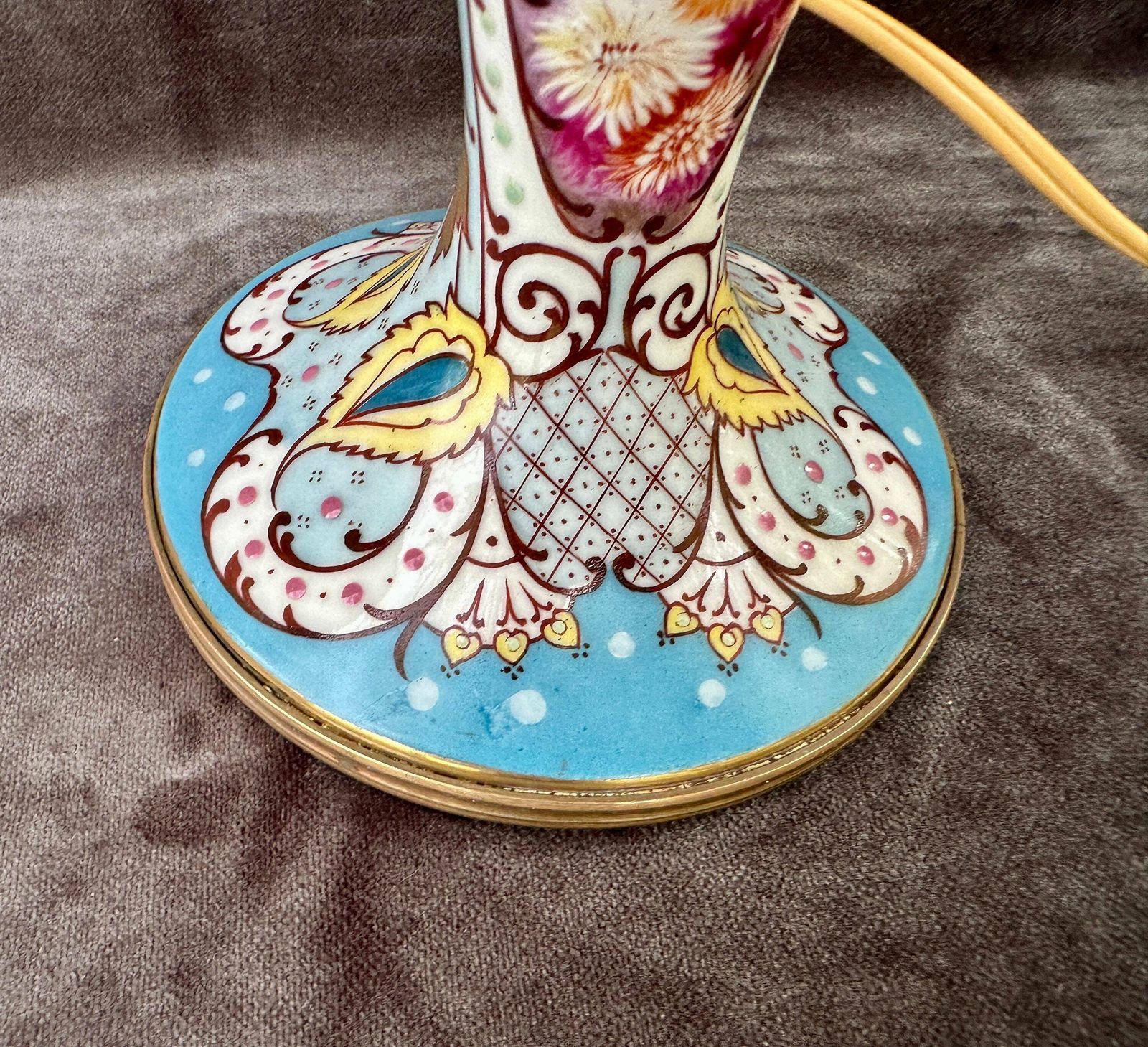 Art Nouveau Limoges French Porcelain Lamp Stand photo Lighting