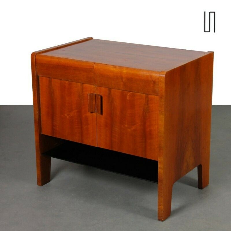 Wooden And Opaline Chest Of Drawers From The 1960s