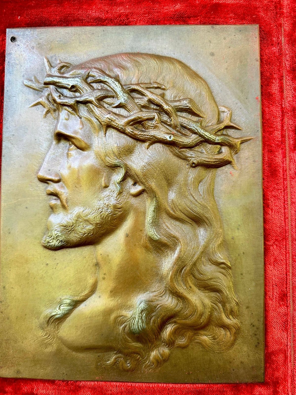French Antique Religious Frame Jesus Christ Holy Face Of Jesus Wall Art photo Art
