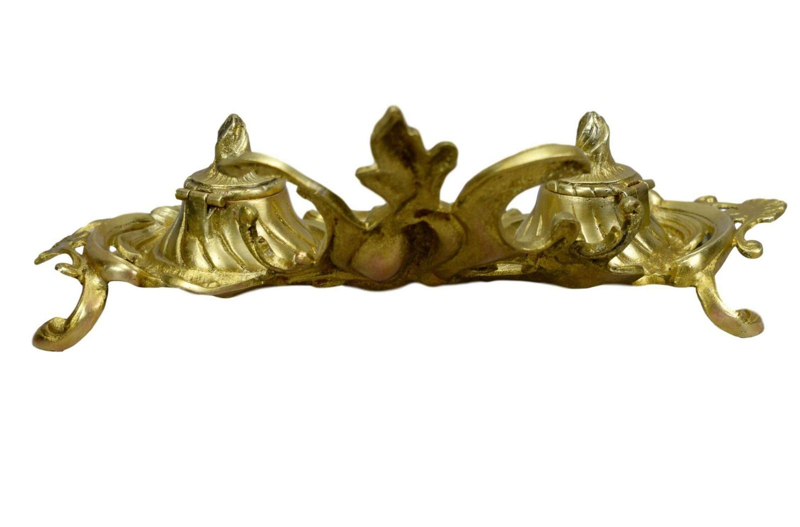 French Antique Rococo Bronze Double Inkwell photo buy
