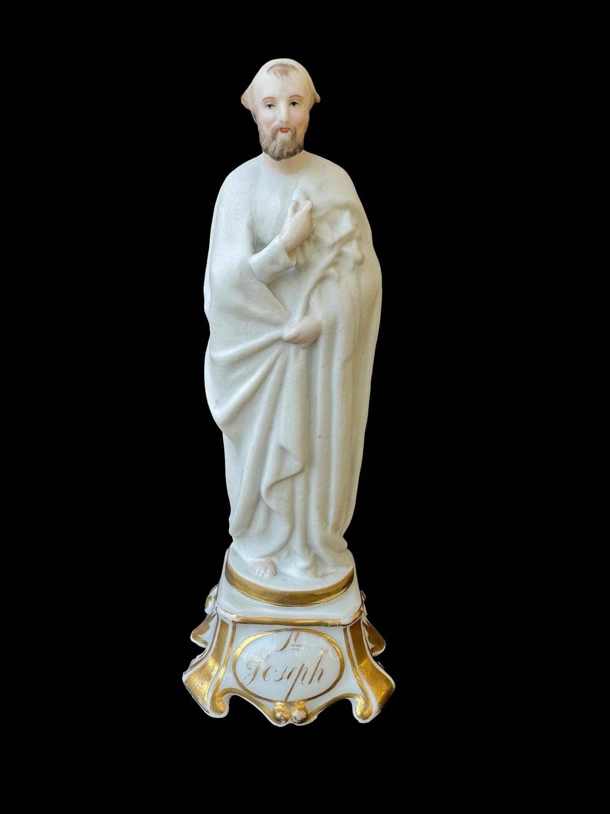 Antique French Saint Joseph Paris Porcelain Statue Figurine 19th