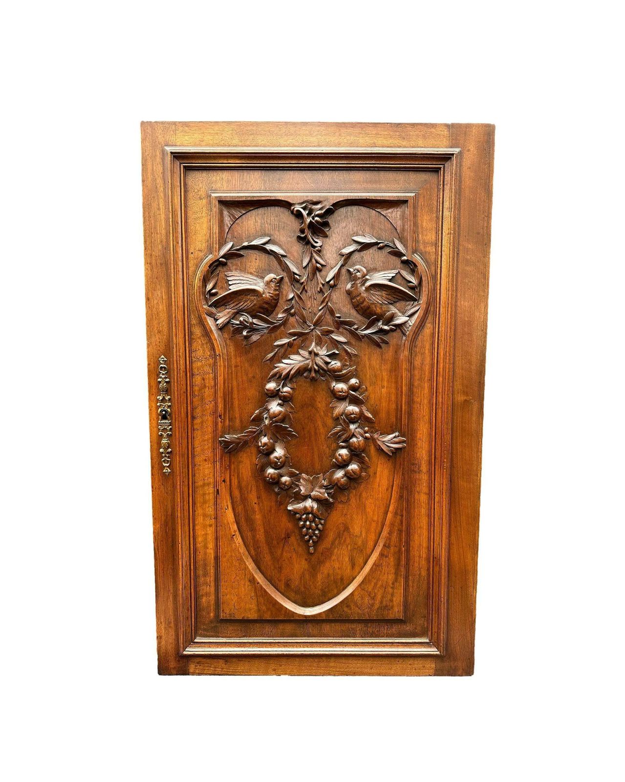 Large French Antique Carved Wood Cabinet Door Couple Of Birds