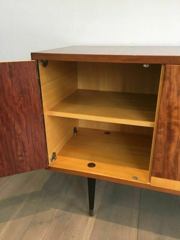 Designer Sideboard With 4 Doors In Sapelli Mahogany And Sycamore On A Blackened Wood Base photo 2250.0