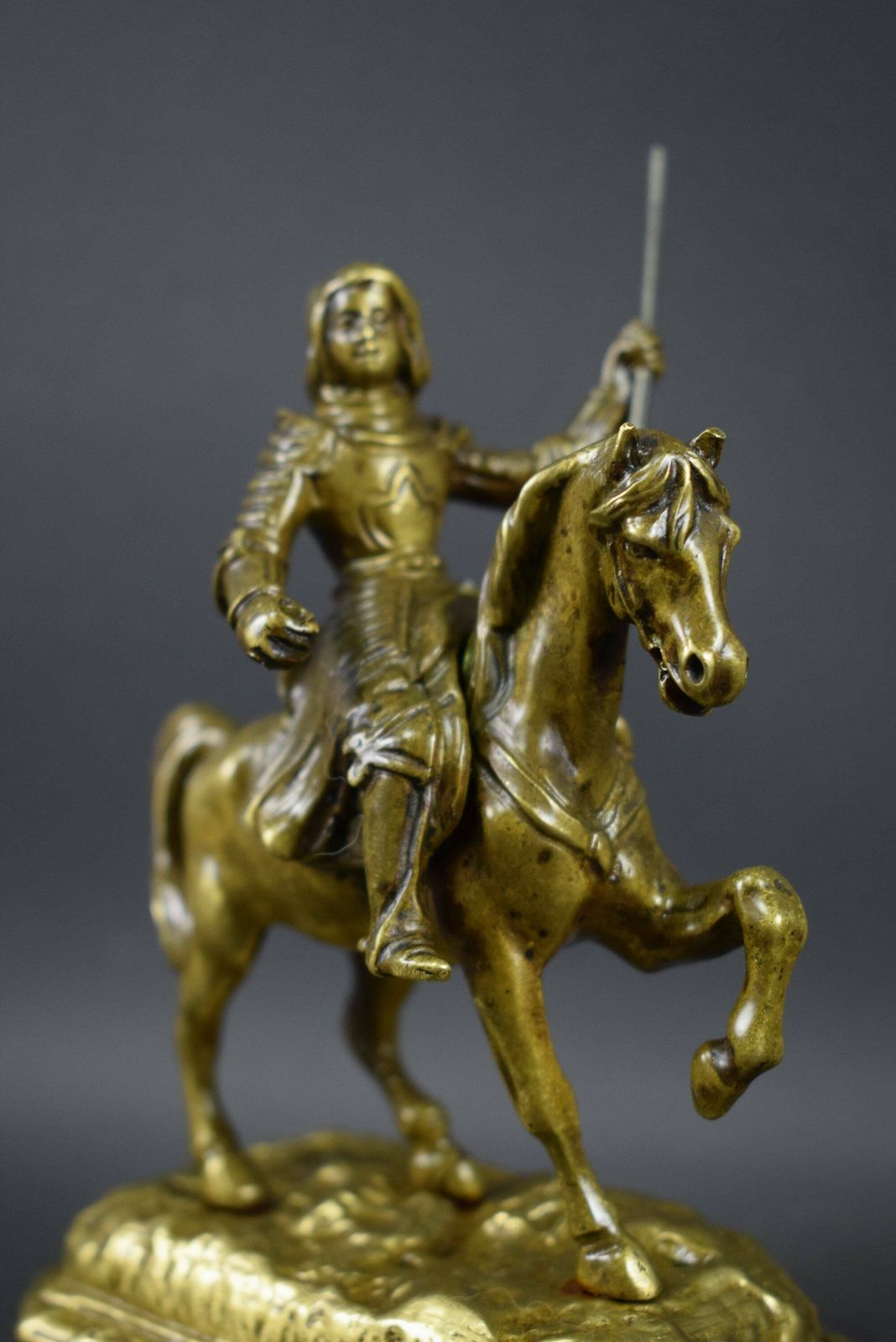 Saint Joan Of Arc On Horse Statue Vintage Bronze photo 195.0