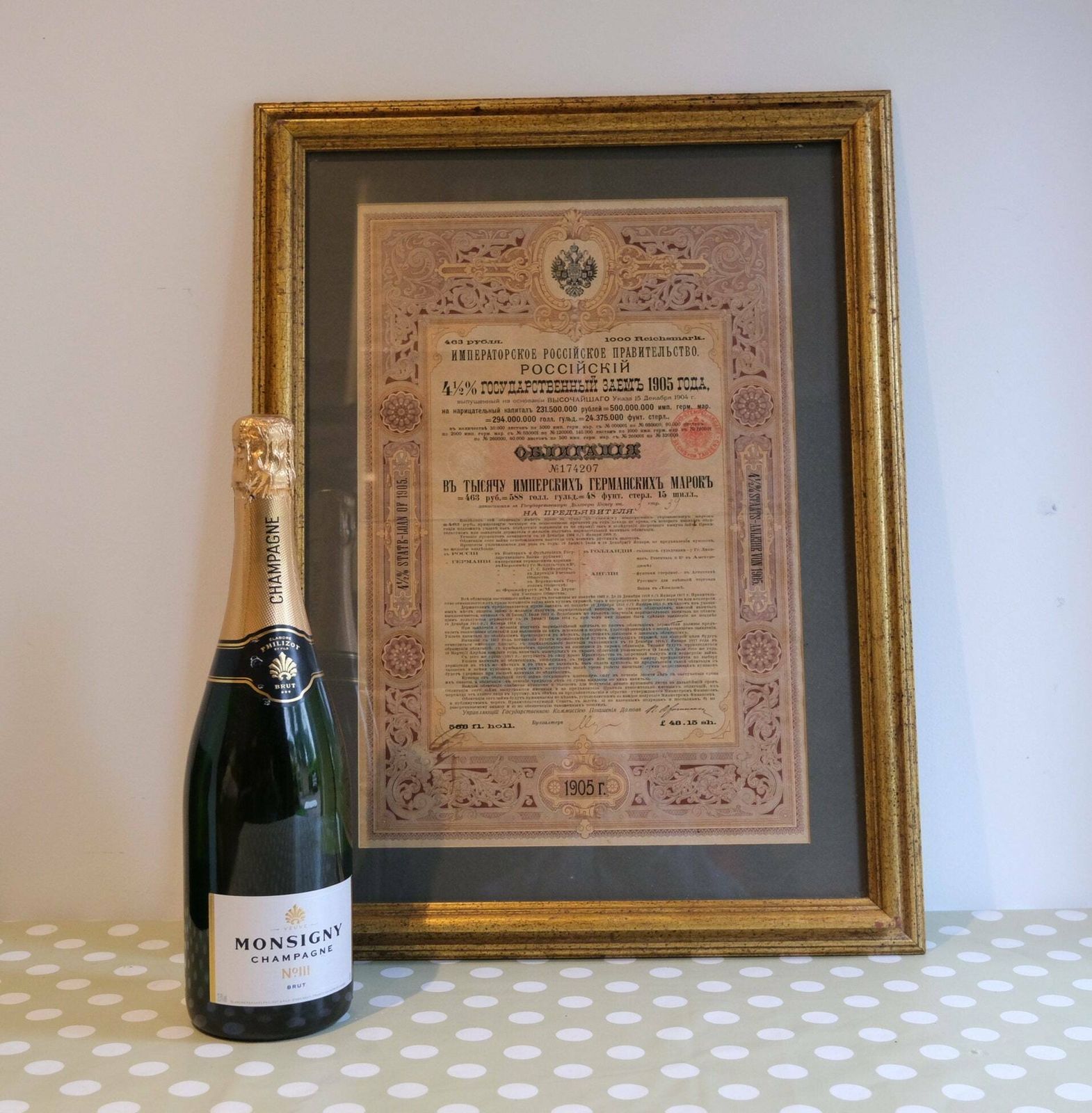 photo for sale Antique Russian Imperial Bond 1905 | Stock Certificate | Scripophily | Russian History Gift | Rare Romanov Era Financial Document