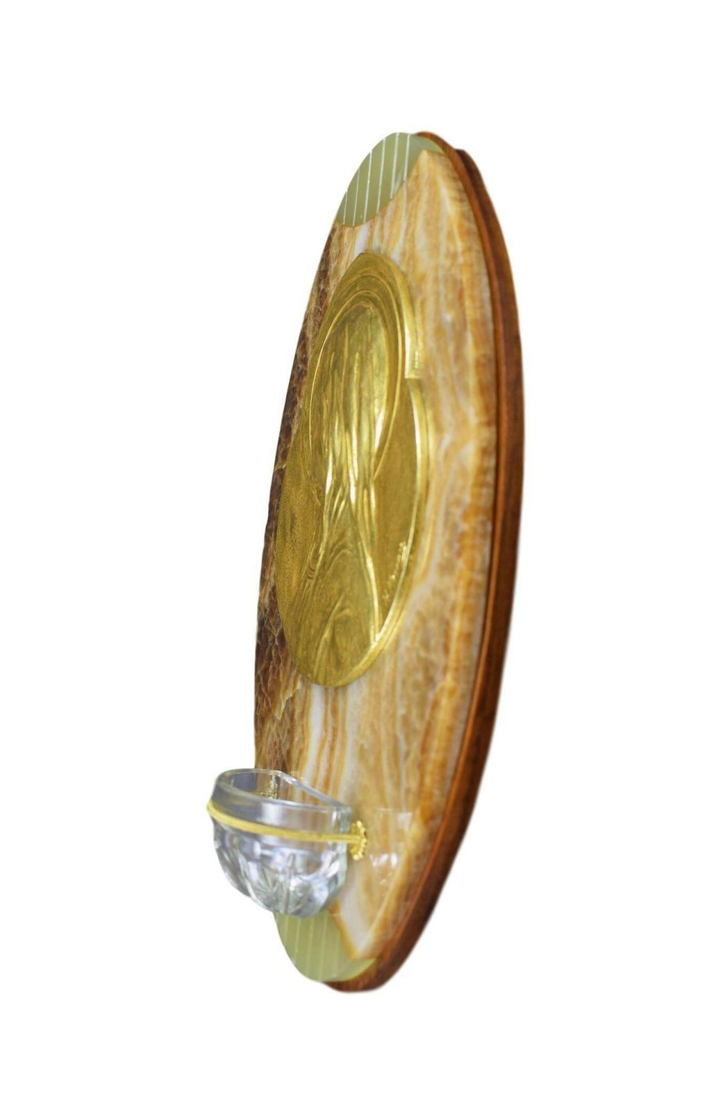 Antique French Holy Water Font Benitier Waterfont Of Our Lady Of Lourdes By H. Moreau Marble photo Art