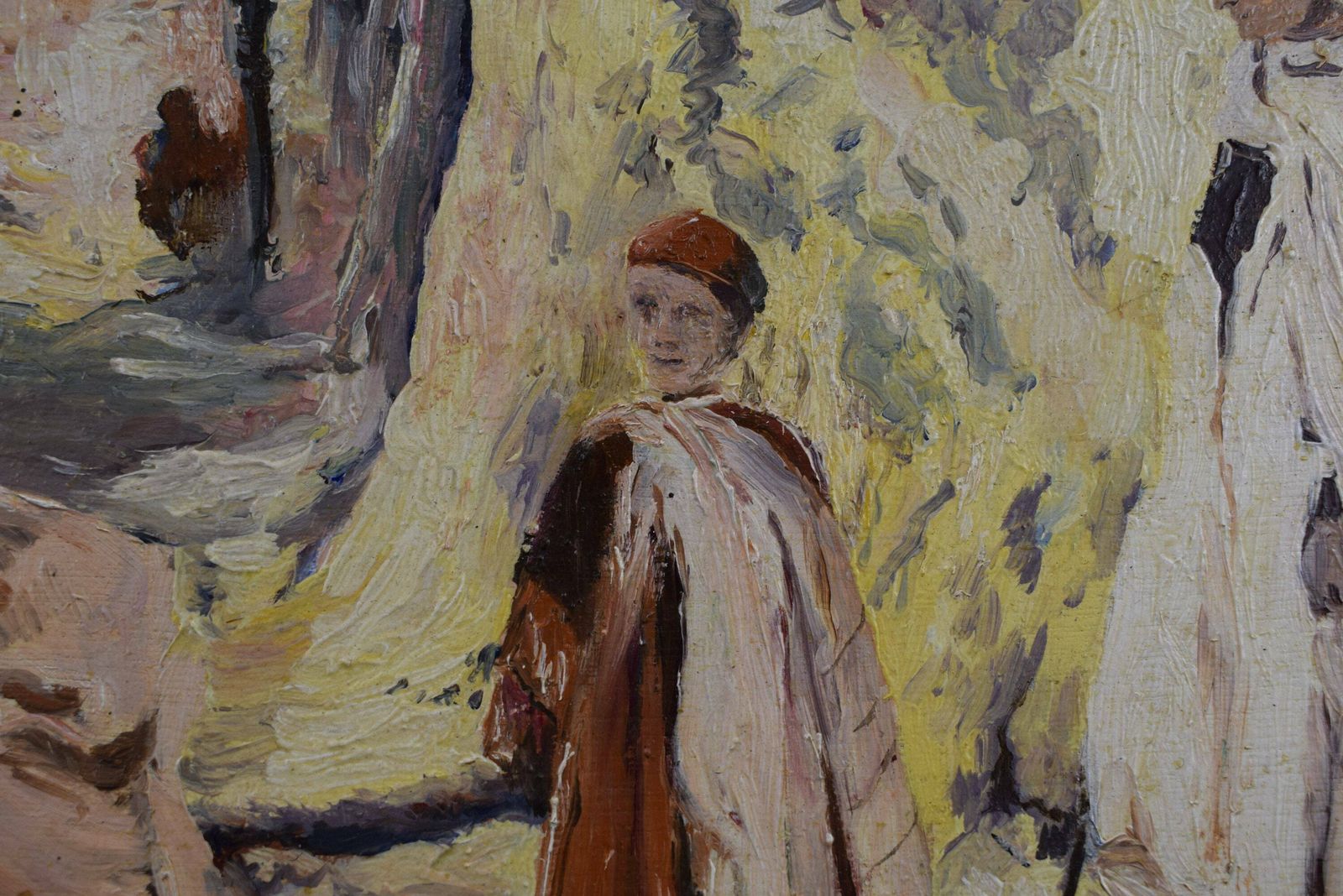 French Orientalist Oil Painting On Panel Signed Roufanche, Maghreb Oasis Painting photo 426.0