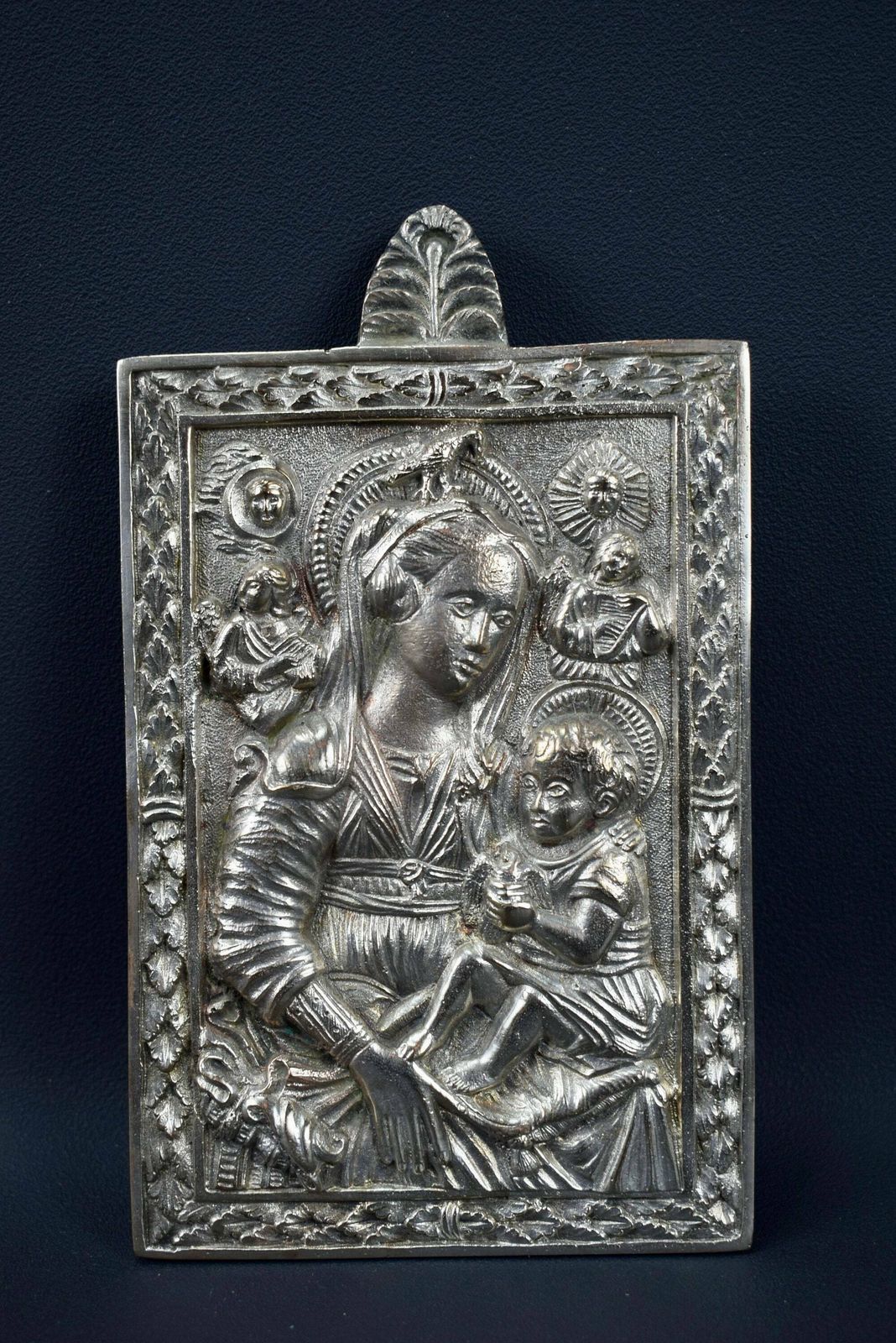 Antique French Religious Plaque Virgin And Child 19th photo furniture