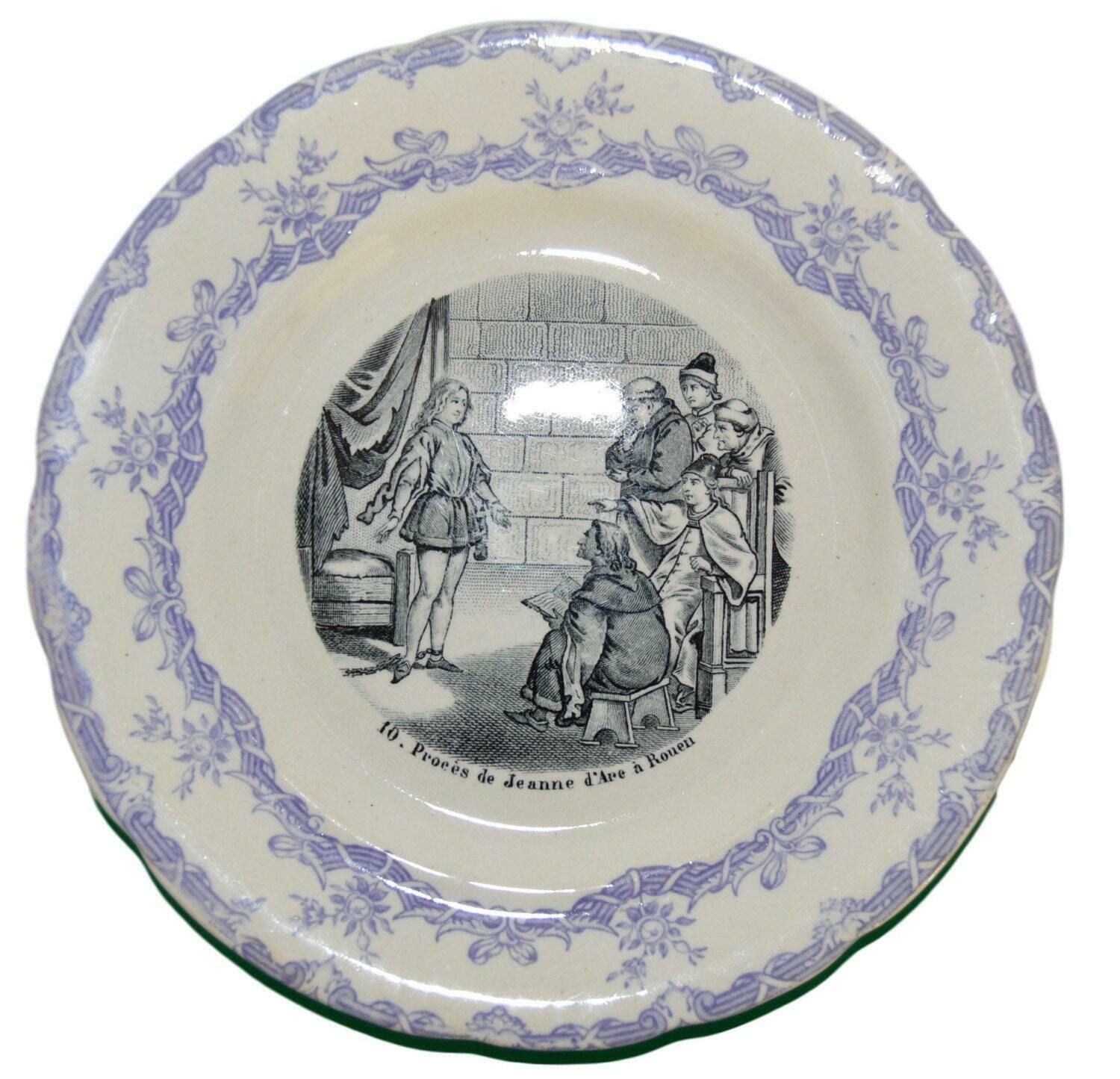 French Antique Set Of Three Saint Joan Of Arc Life Plates By Choisy Le Roi photo for sale