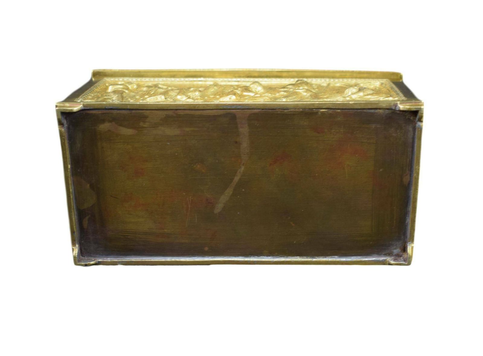 French Antique Bronze Style Casket Jewelry Box Rural Scenes photo vintage