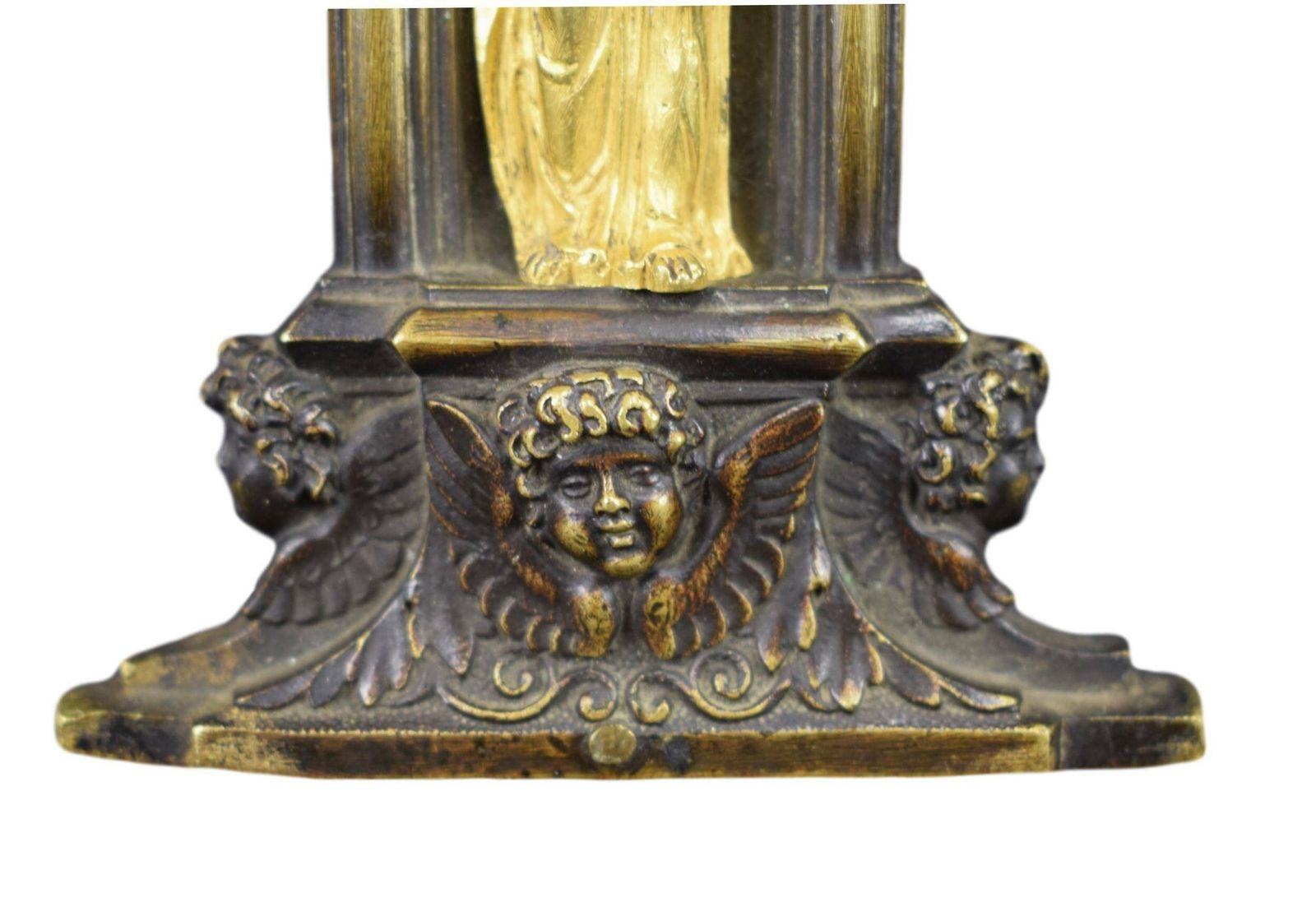 Antique French Bronze Virgin Mary Wall Plaque photo for sale