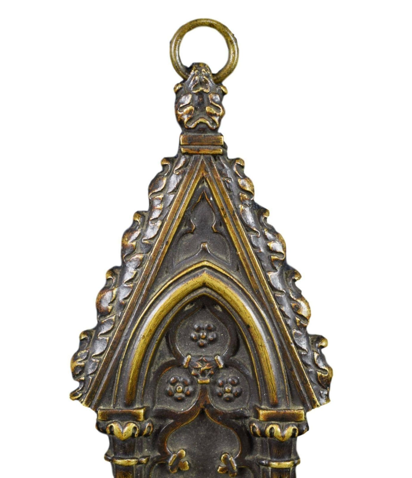 Antique French Bronze Virgin Mary Wall Plaque photo Art