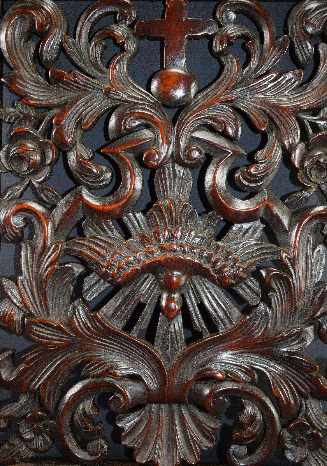 French Antique Carved Religious Panel 19th photo Home Decor