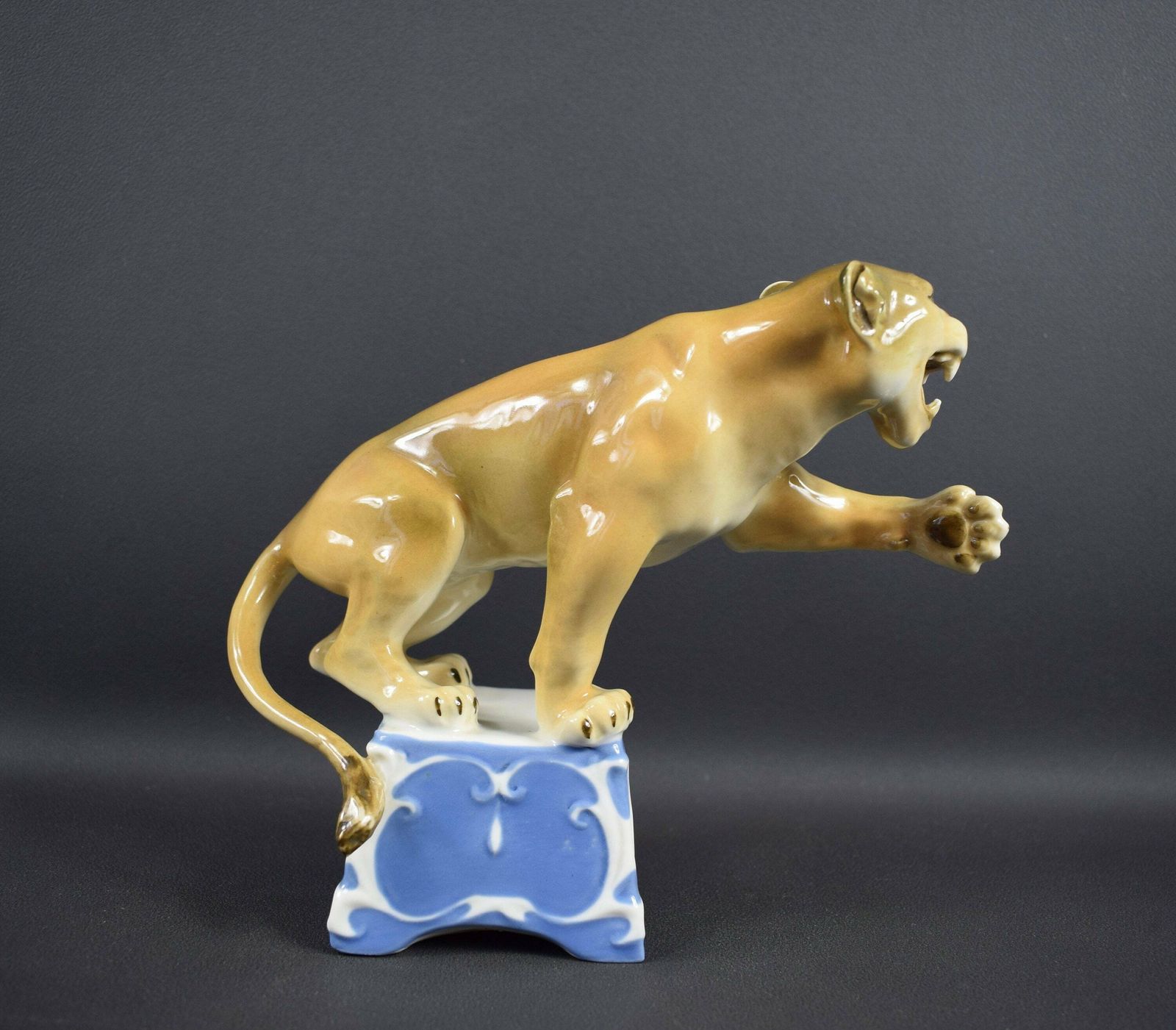 Royal Dux Vintage French Statue Lioness Porcelain photo for sale