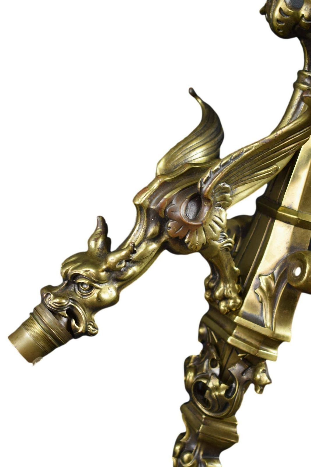 photo furniture 1930's French Antique Pair Of Gothic Wall Sconces Chimera Griffin Vintage