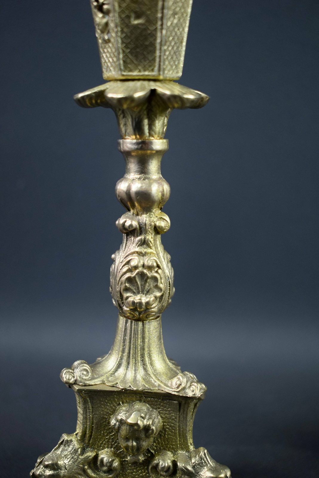 photo for sale Vintage French Antique Pair Of Gothic Bronze Candle Holder Chimera 19th