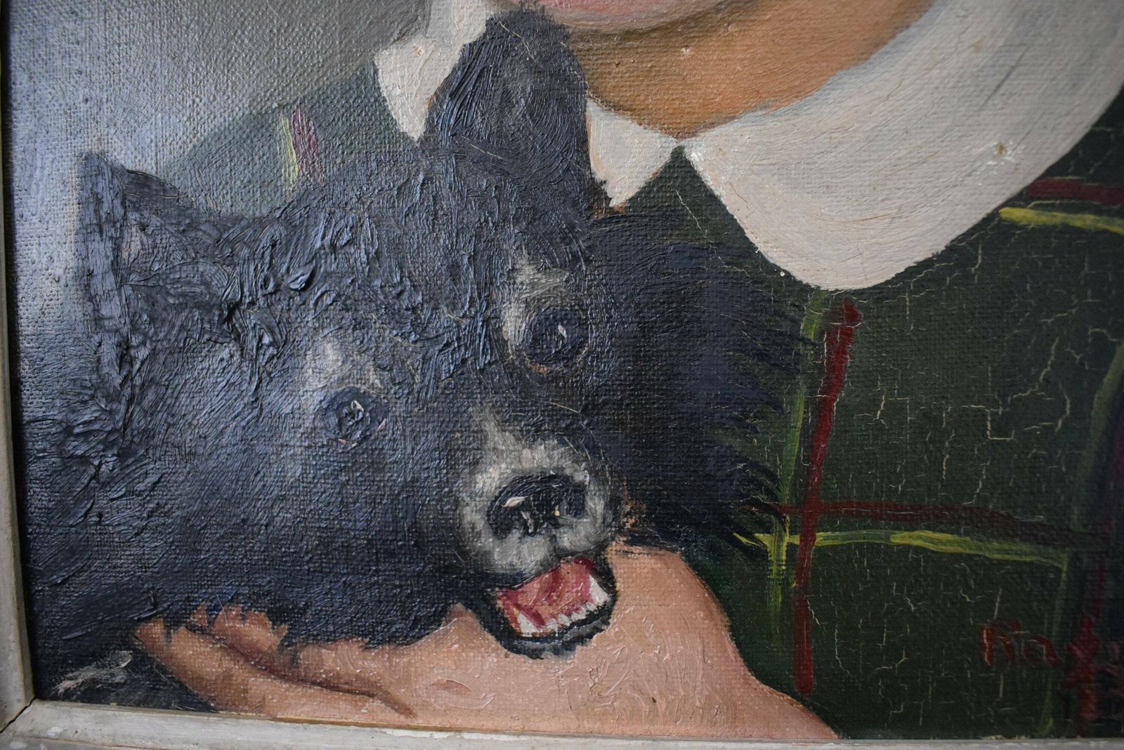 Raymonde Boisy Oil Painting Portrait Of A Young Girl & Her Dog photo buy