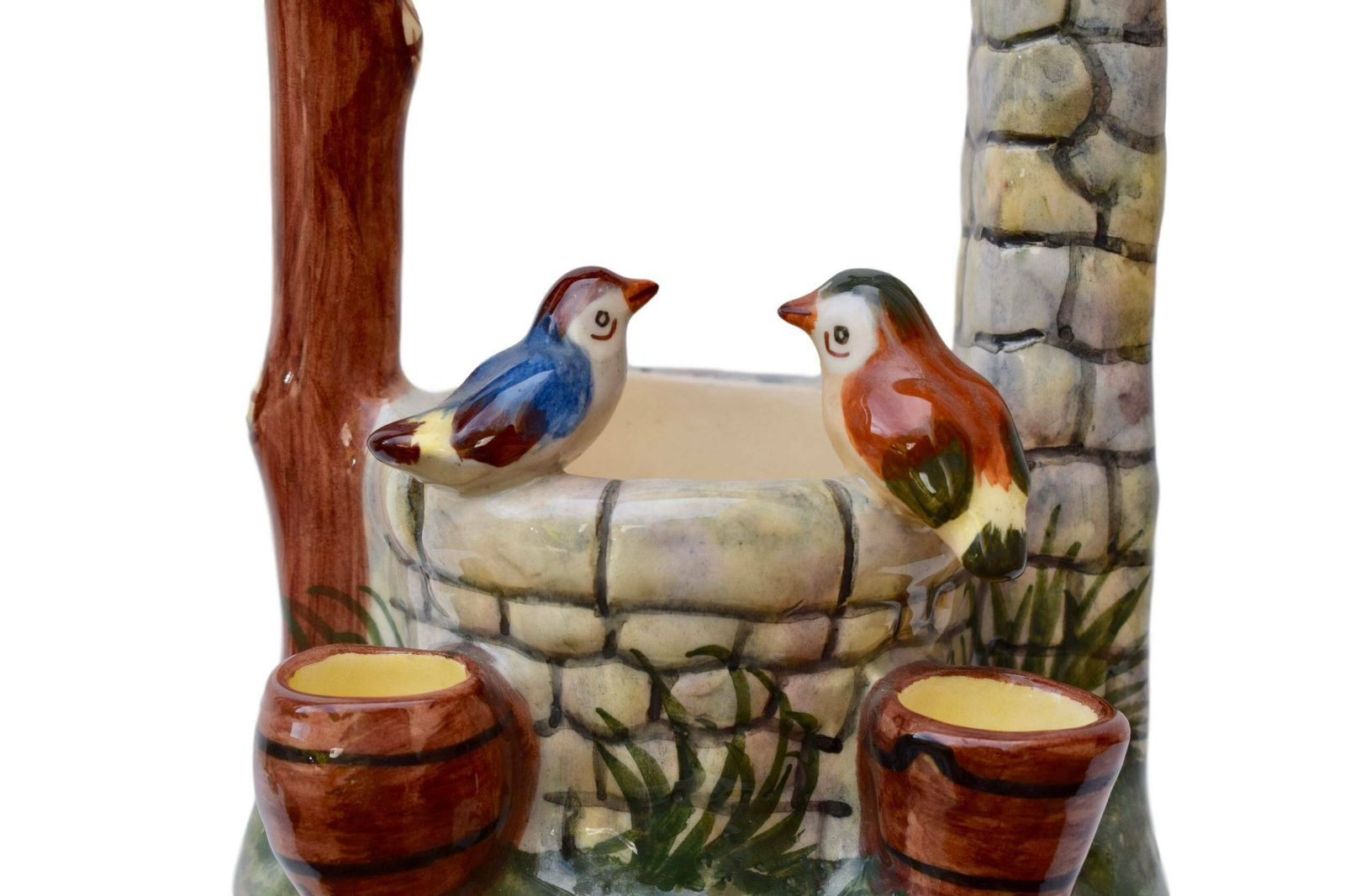 Jerome Massier Antique French Vallauris Majolica Bird Wishing Well Centrepiece photo furniture