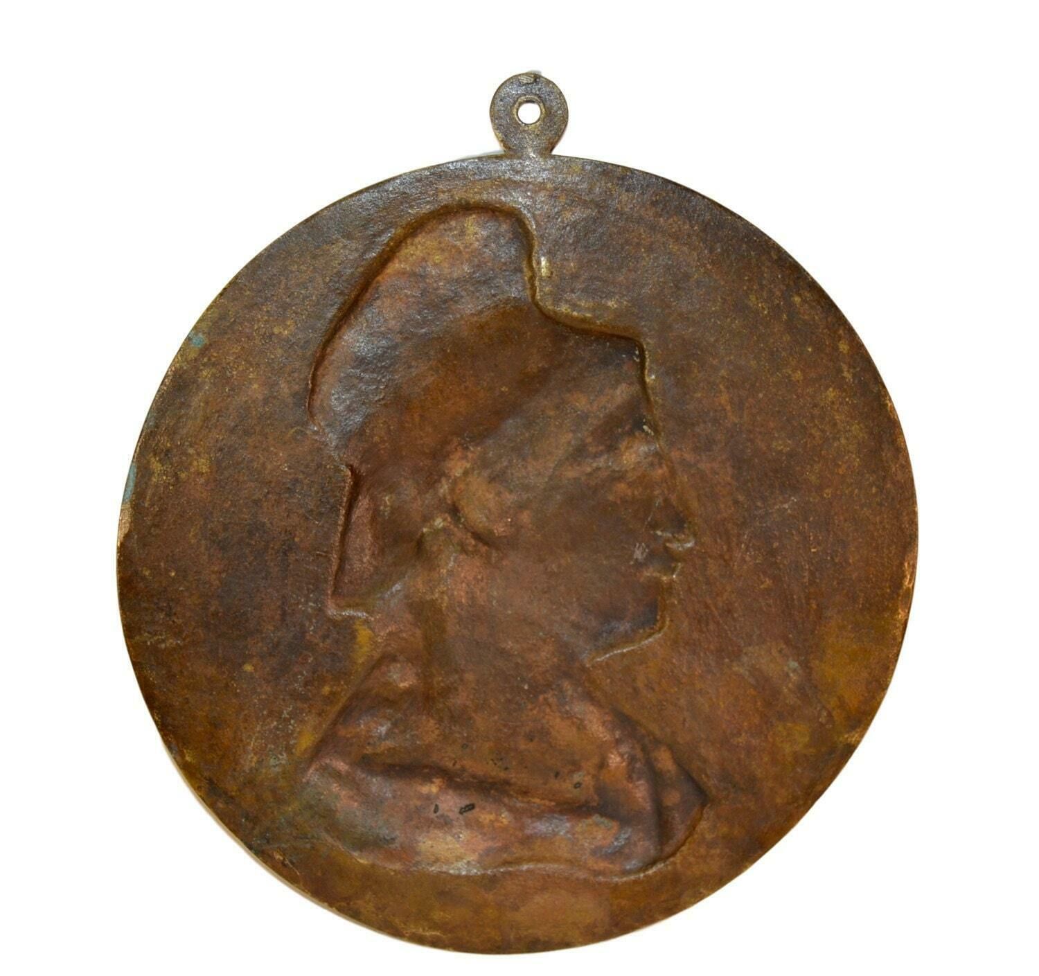 19th French Lorraine Woman Profile Portrait Bronze Wall Decorative Medal Plaque Plate photo Art