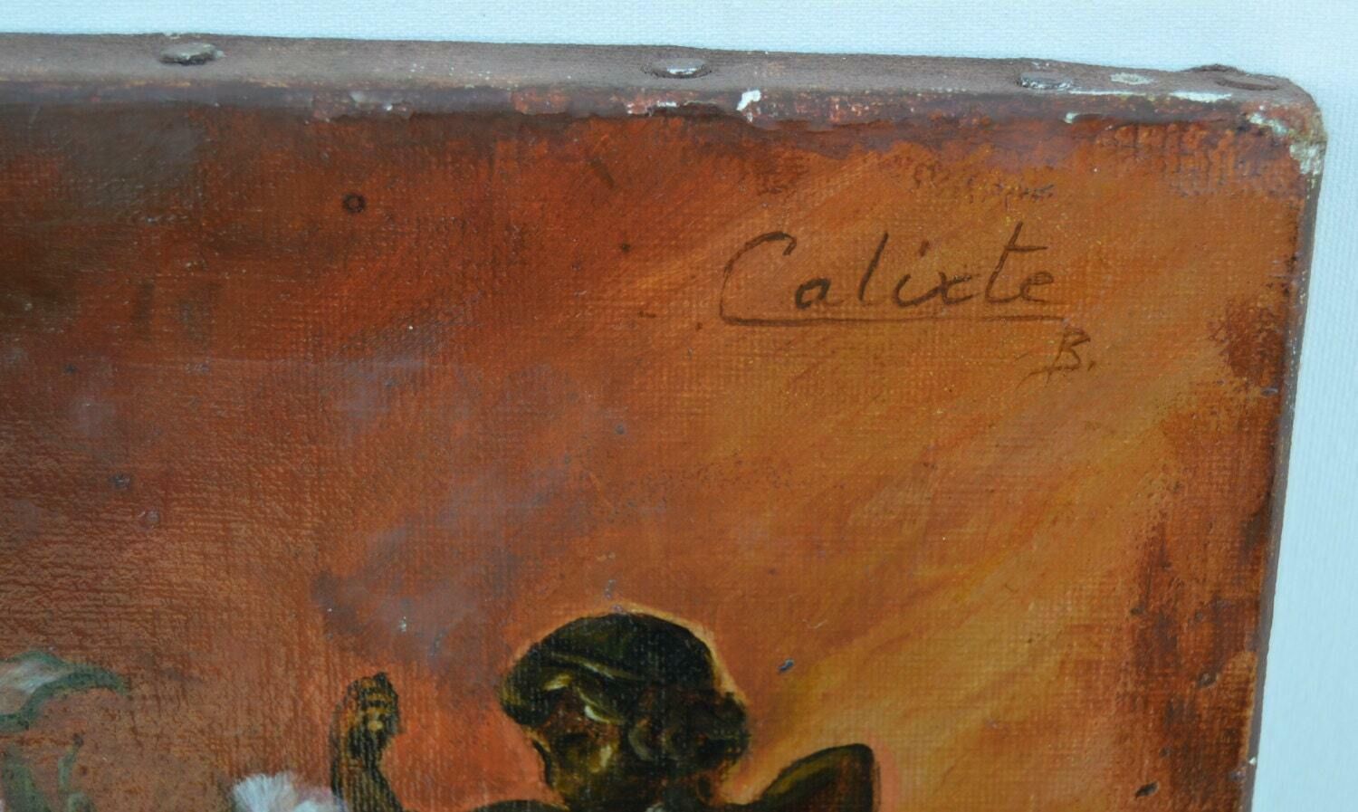 French Painting Oil On Canvas   Flowers   Still Life   Angel   By Calixte   French Wall Picture   Home Decoration   Home Wall photo Art