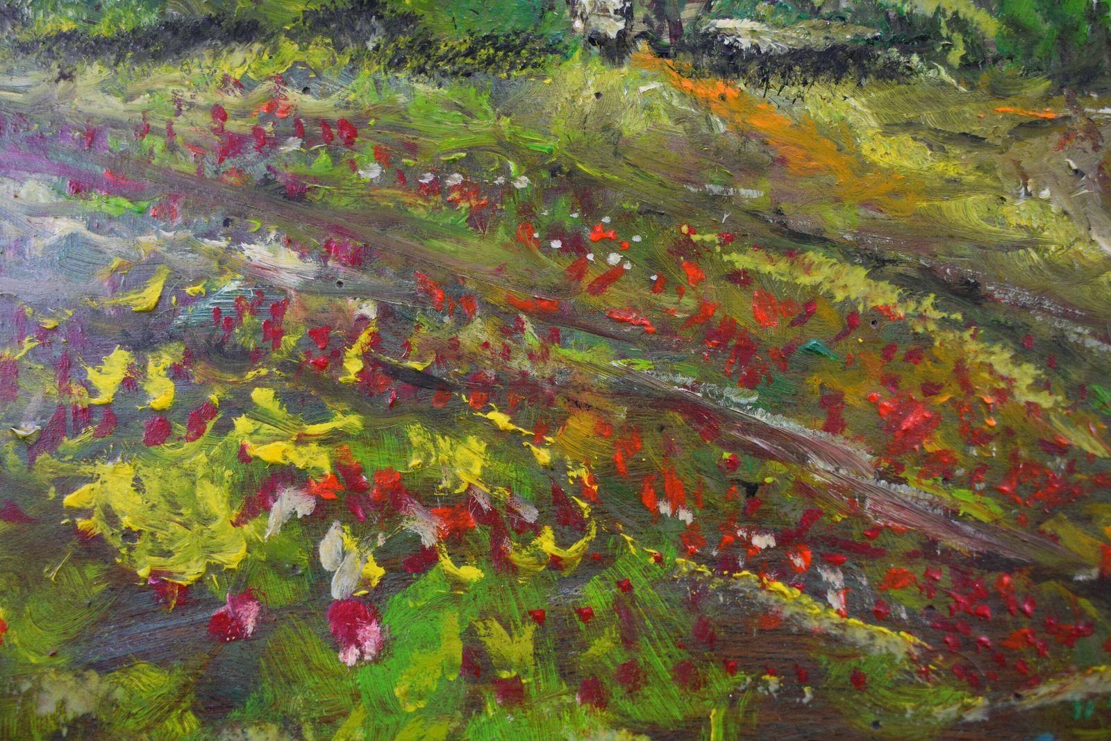 After Poppy Of Claude Monet French Antique Oil Painting On Panel Signed , Poppy Field photo vinterior
