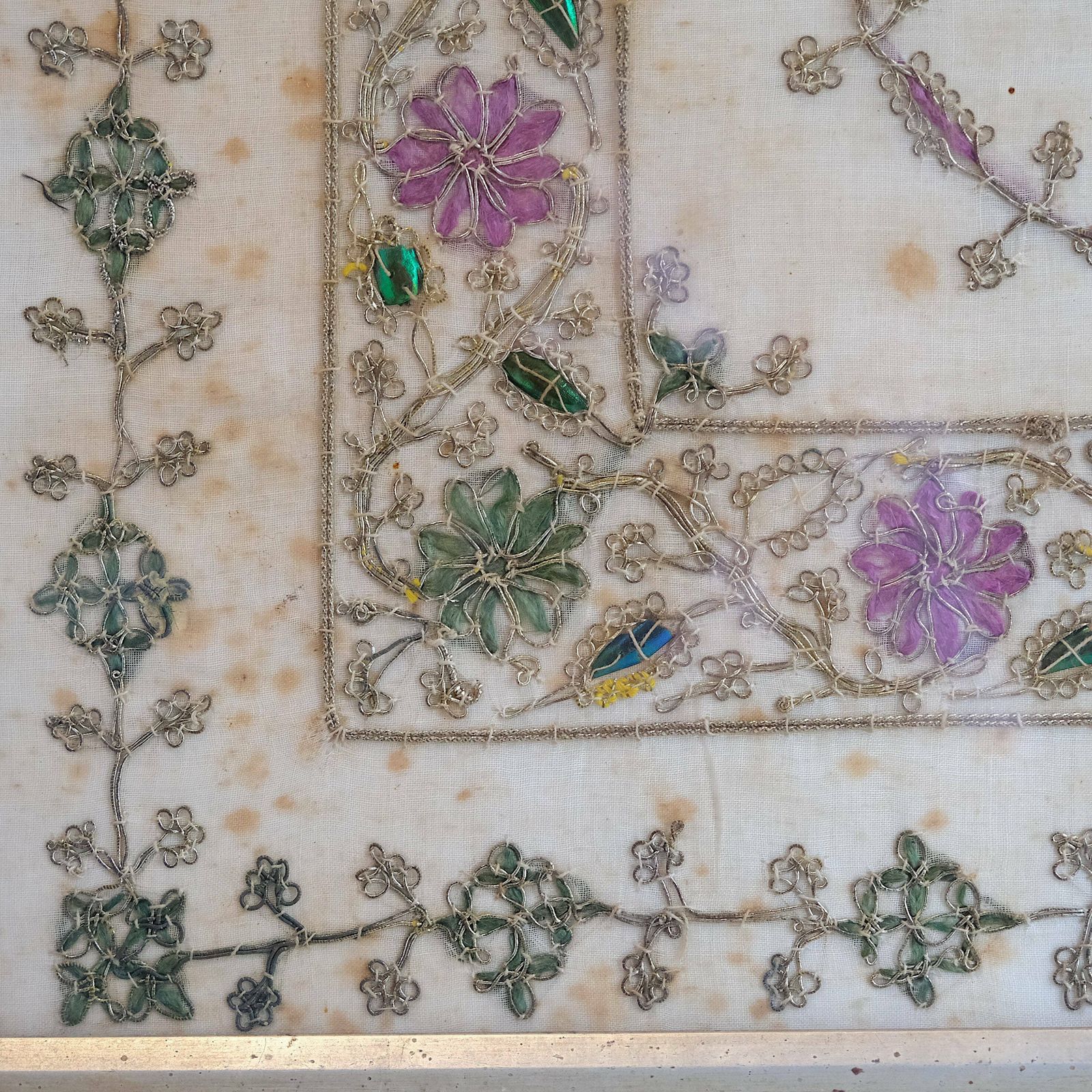 Antique Beetle Wing Embroidery, Indian Textile photo vintage