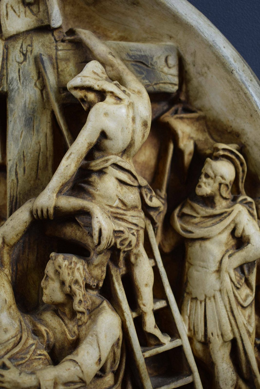 French Antique Religious Wall Plaque The Descent From Cross photo for sale