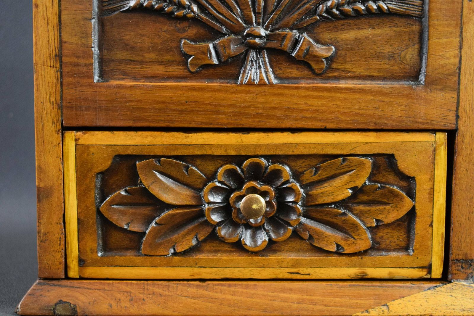 Vintage French Antique Wood "Saliero" Salt Box Provencal 19th photo for sale