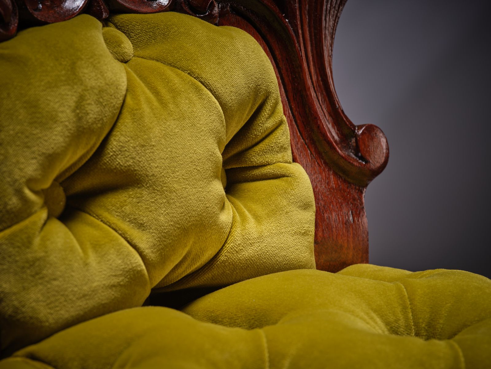 Stunning Ornately Hand Carved Walnut & Mahogany’pistachio Velvet Upholstered Ladies ‘Knicker’ Chair, England Circa 1900’s photo 2495.0