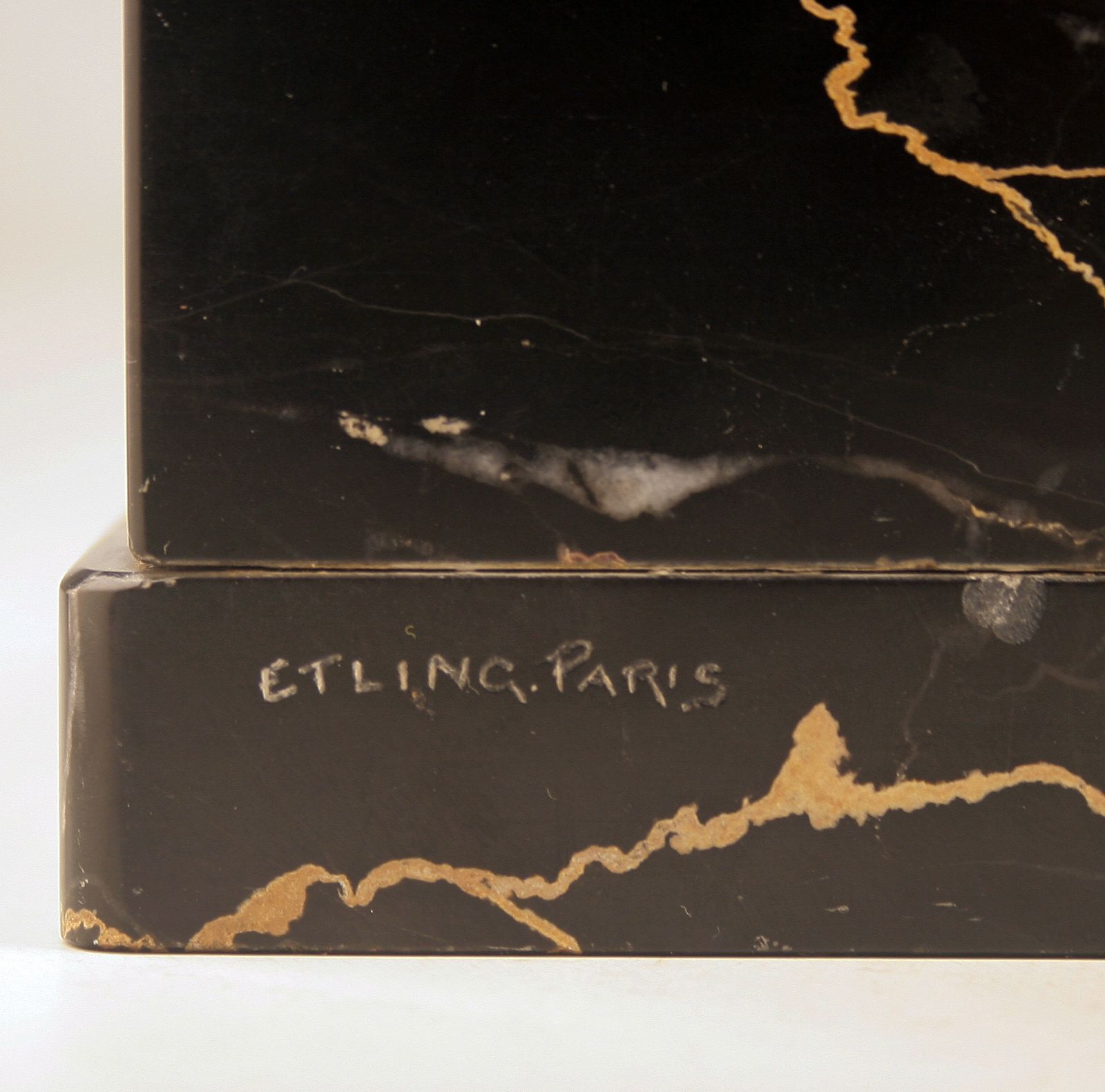 Pair Of Art Déco Bronze Bookends With Marble Base Designed By Alexandre Kéléty For Etling Paris photo for sale