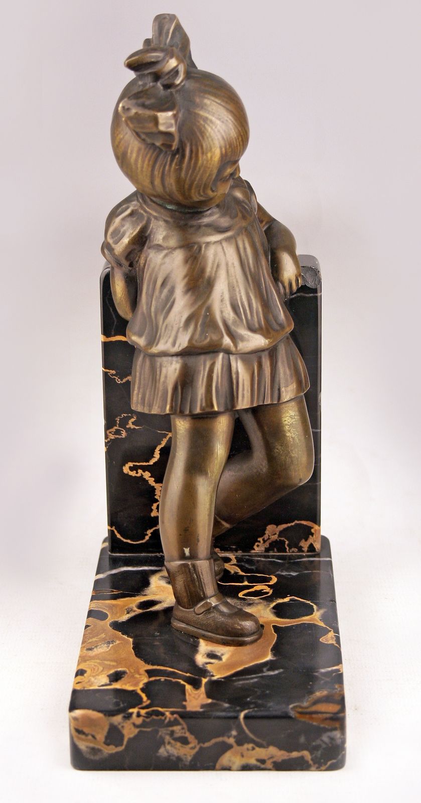 photo for sale Pair Of Art Déco Bronze Bookends With Marble Base Designed By Alexandre Kéléty For Etling Paris