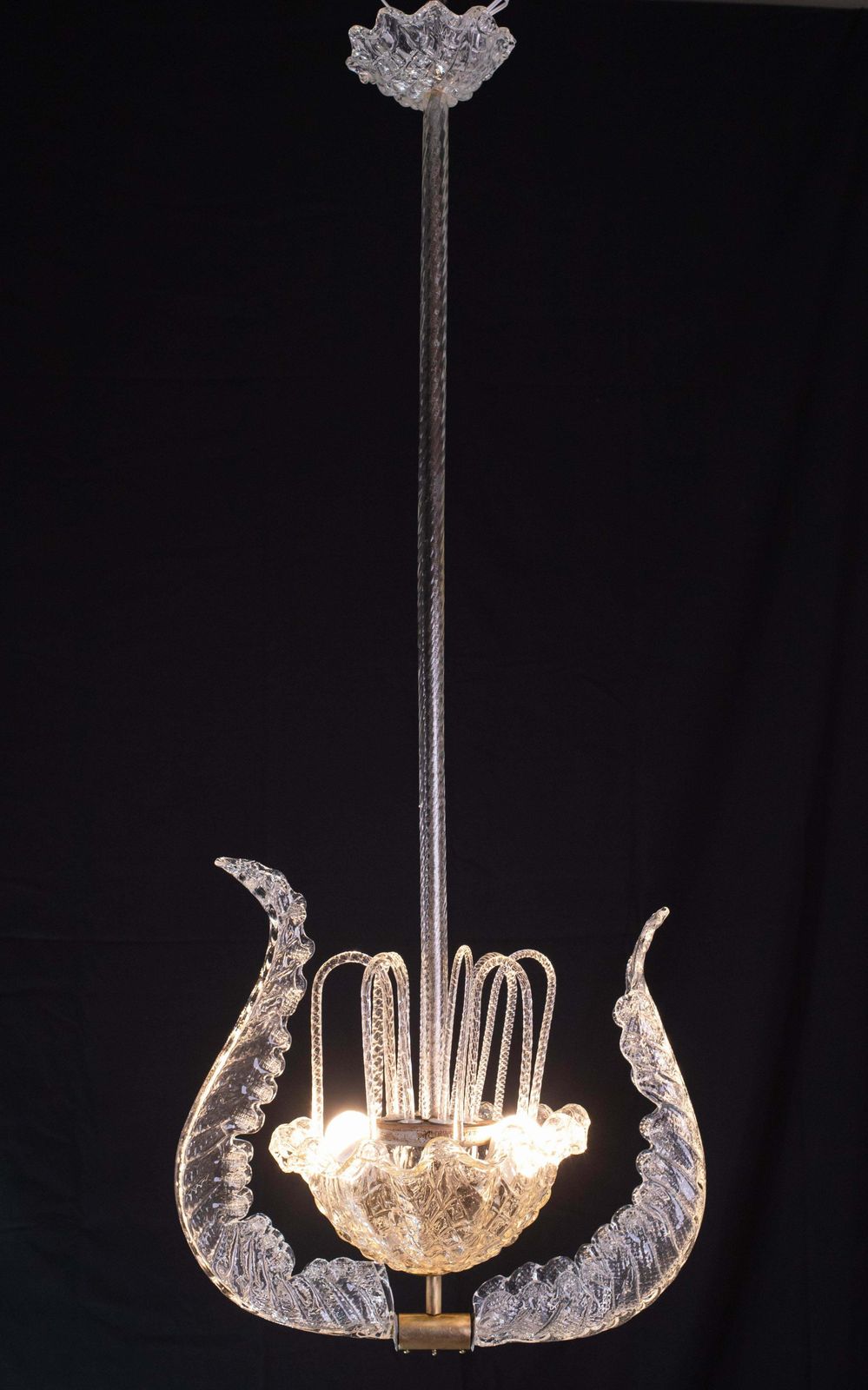 Set Of 2 Art Decò Fountain Chandelier By Barovier E Toso, Murano Glass, 1940 photo vintage