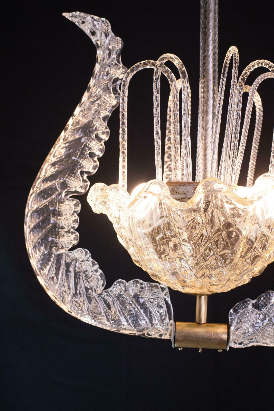 Lighting Set Of 2 Art Decò Fountain Chandelier By Barovier E Toso, Murano Glass, 1940 photo