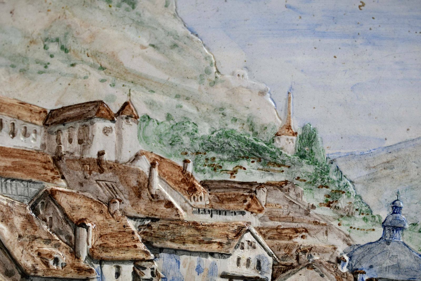 Max Claudet French Antique Hand Painted Terracotta Pottery Wall Plate photo 959.0