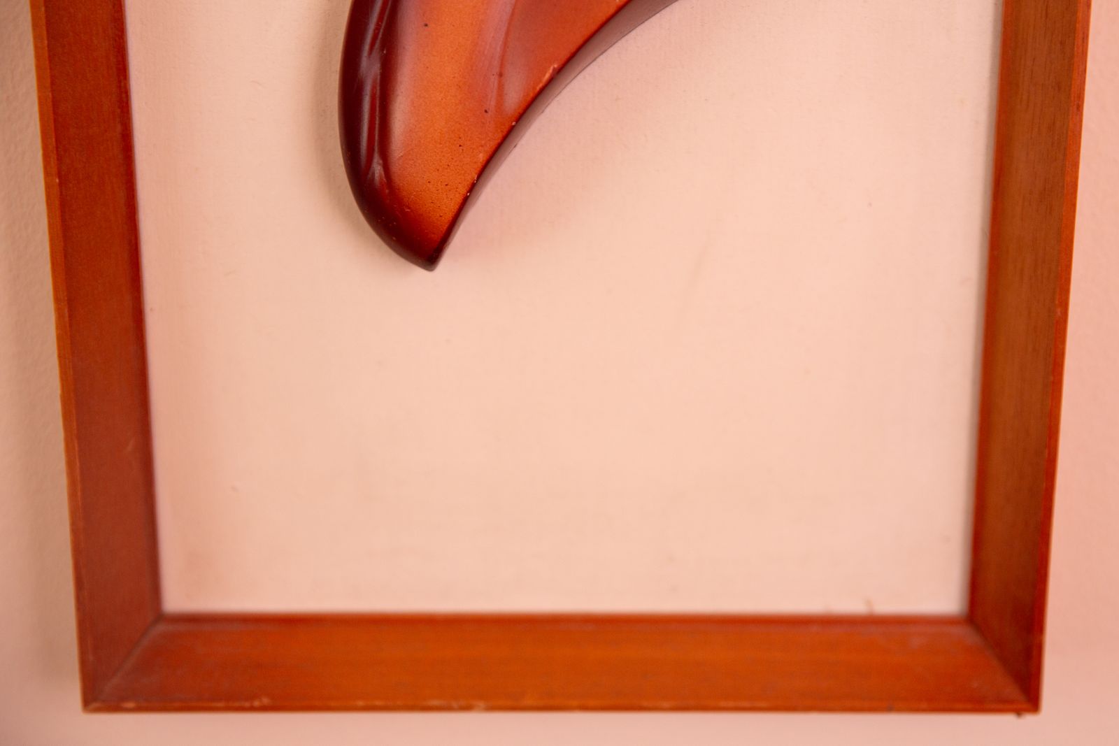 photo furniture 1960s Painted Ceramic Antelope Wall Decor On Textured Board In Teak Frame