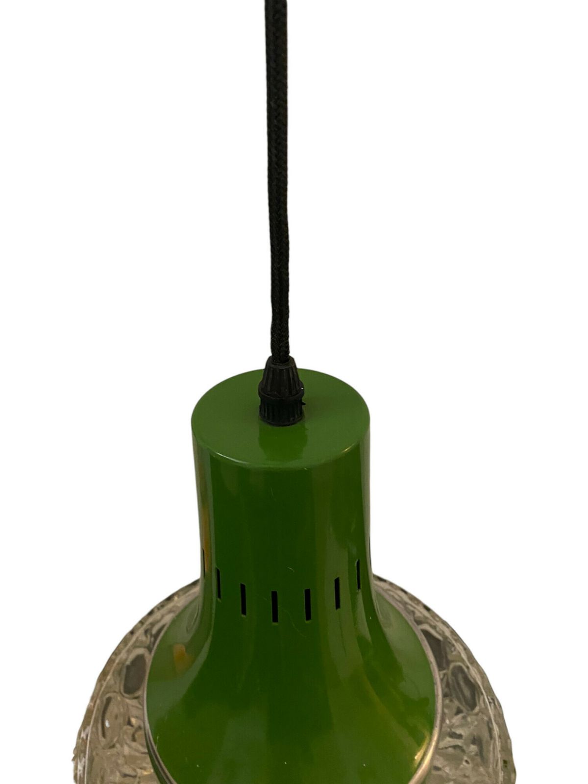 Elegant Italian Metal And Glass Chandelier – Cast Glass Decor & Industrial Green Head 80 Centimeters High photo 80.0