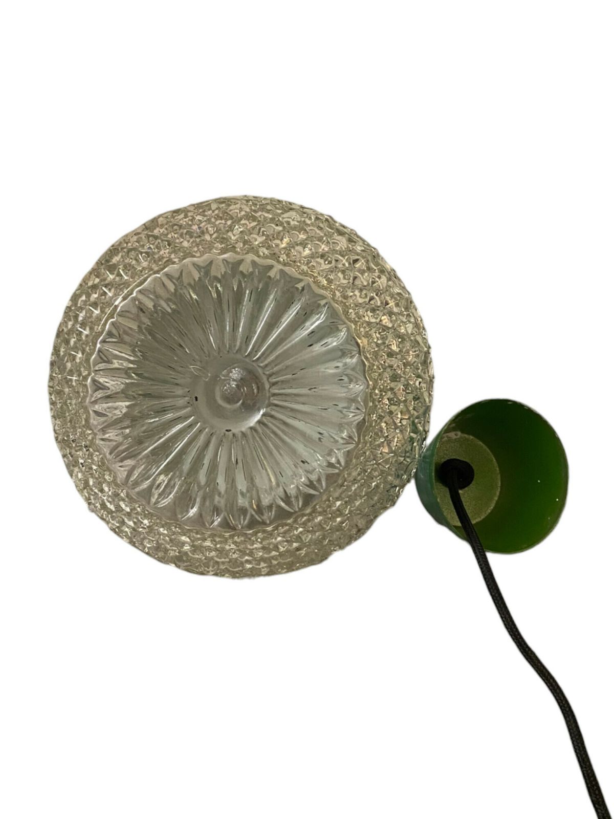 photo furniture Elegant Italian Metal And Glass Chandelier – Cast Glass Decor & Industrial Green Head 80 Centimeters High